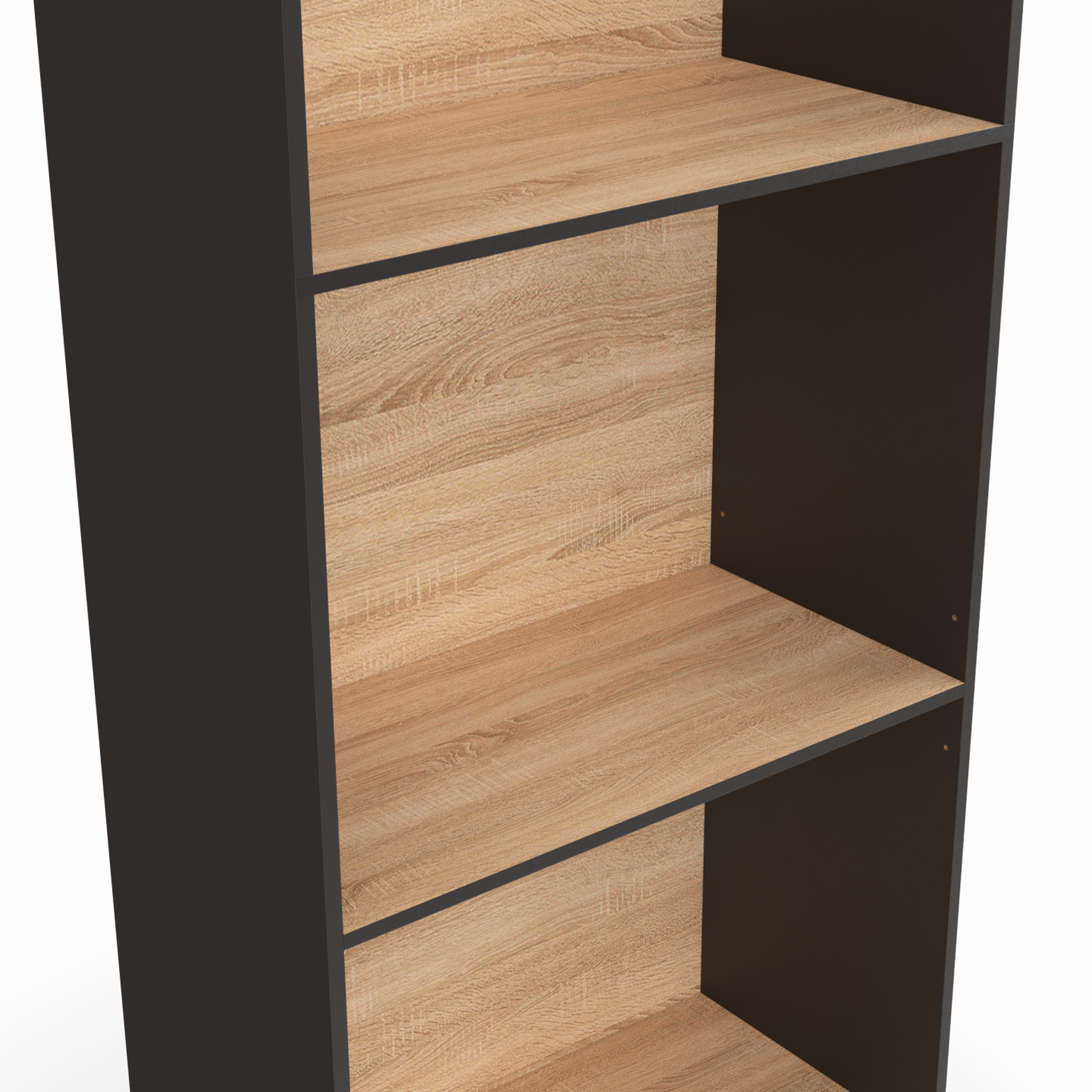 Voir la diapositive 5 : ID MARKET Etagère bibliothèque carla 5 niveaux noir et effet bois 190 cm