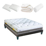 OLYMPE LITERIE OLYMPE LITERIE | Pack Prêt à dormir DELPHES | Matelas Mémoire de forme + Sommier + Accessoires. Coloris disponibles : Blanc
