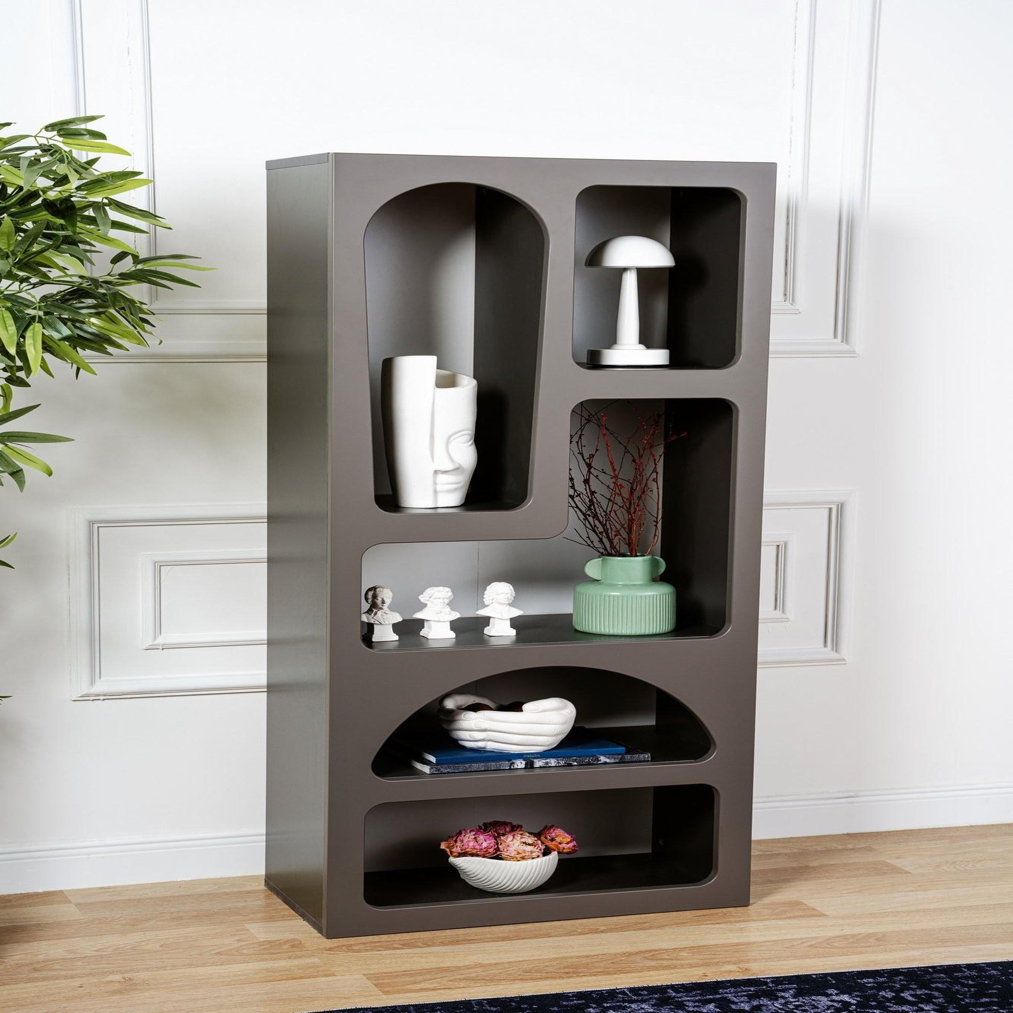 Voir la diapositive 3 : Habitat et Jardin Bibliothèque en bois  venüs  - 60 x 32 x 150 cm - anthracite