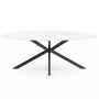 Voir la diapositive 3 : ID MARKET Table à manger ovale ALIX 10 personnes pied araignée noir et plateau effet marbre blanc ALASKA 200 cm