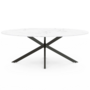 Voir la diapositive 3 : ID MARKET Table à manger ovale ALIX 10 personnes pied araignée noir et plateau effet marbre blanc ALASKA 200 cm