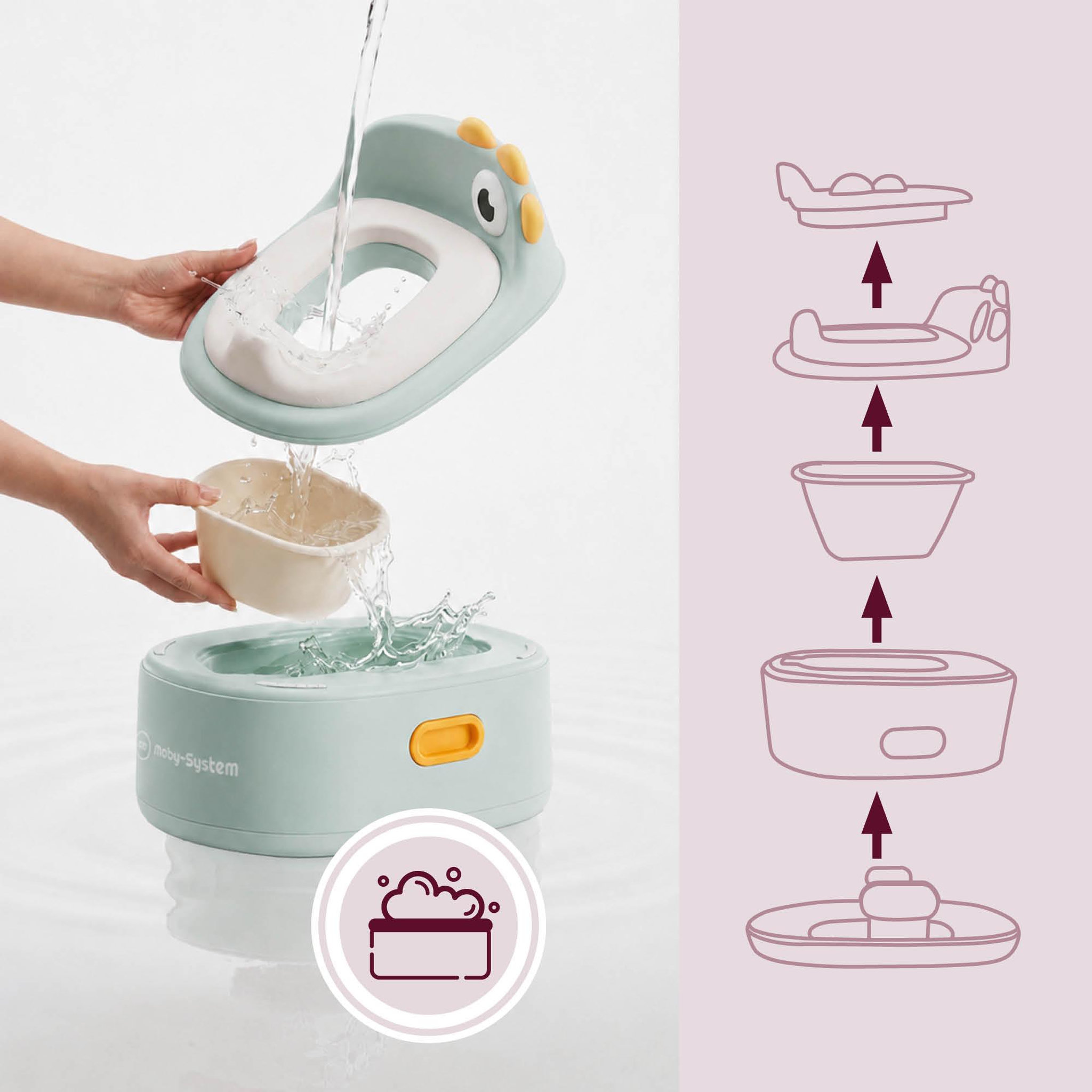 Voir la diapositive 5 : MOBY SYSTEM Pot Évolutif 3 en 1 Réducteur Toilet Marchepied Désign Poussin Moby-System