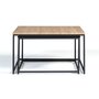 Voir la diapositive 3 : ID MARKET Lot de 2 tables basses gigognes BOSTON 60/70 métal noir et bois design industriel