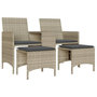 Voir la diapositive 2 : VIDAXL Canape de jardin 2 places avec table tabourets gris clair rotin