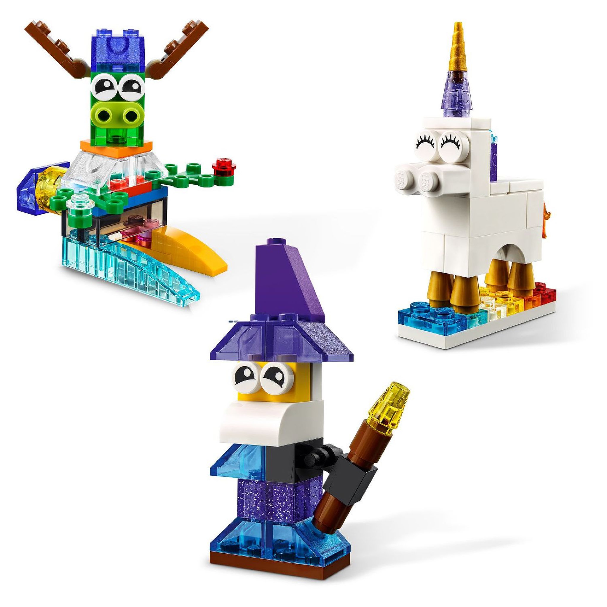 Voir la diapositive 5 : LEGO Classic 11013 - Briques transparentes créatives, Set avec Animaux Lion, Oiseau, Tortue, Jeu de Construction Enfants +4 ans