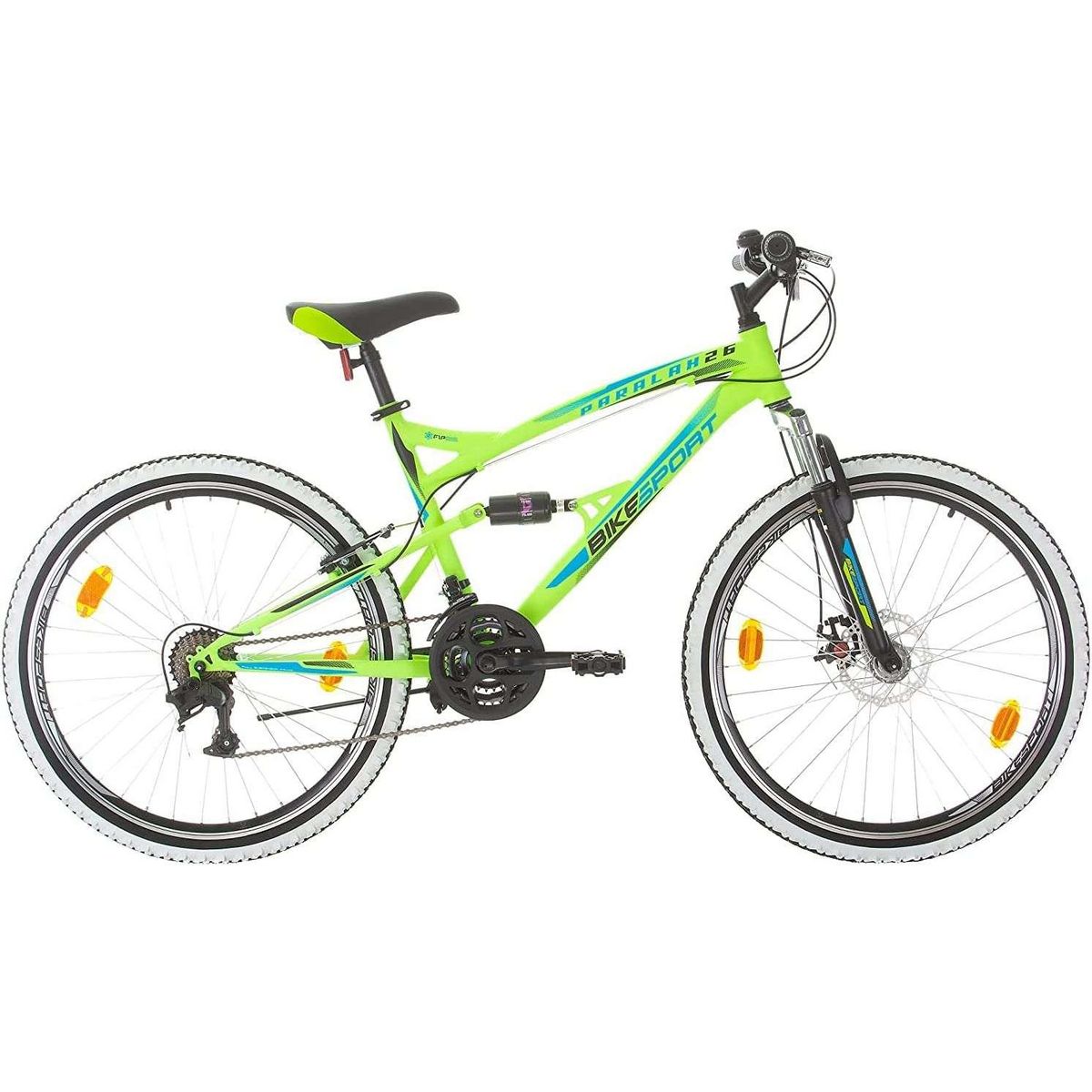 BIKESPORT Vélo VTT 26'' Tout Suspendu - 21 vitesses avec frein a disque avant et dérailleurs ( AV/AR) et roue libre Shimano