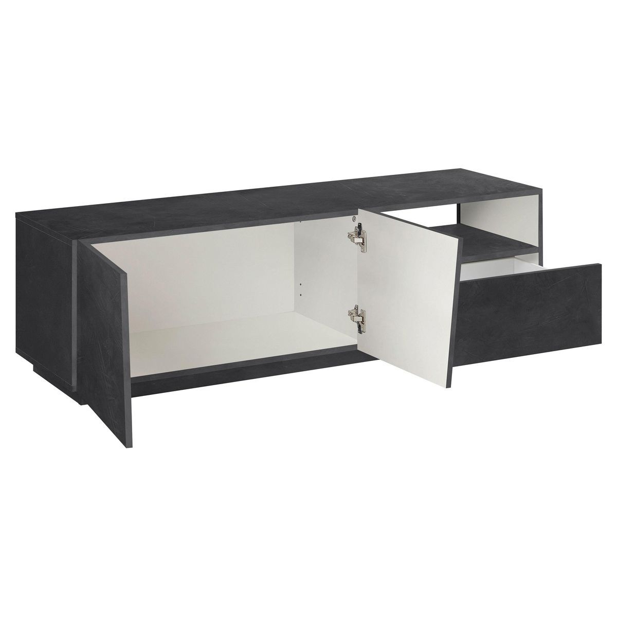 Meuble TV 2 portes 1 niche 1 tiroir L150cm VERONA