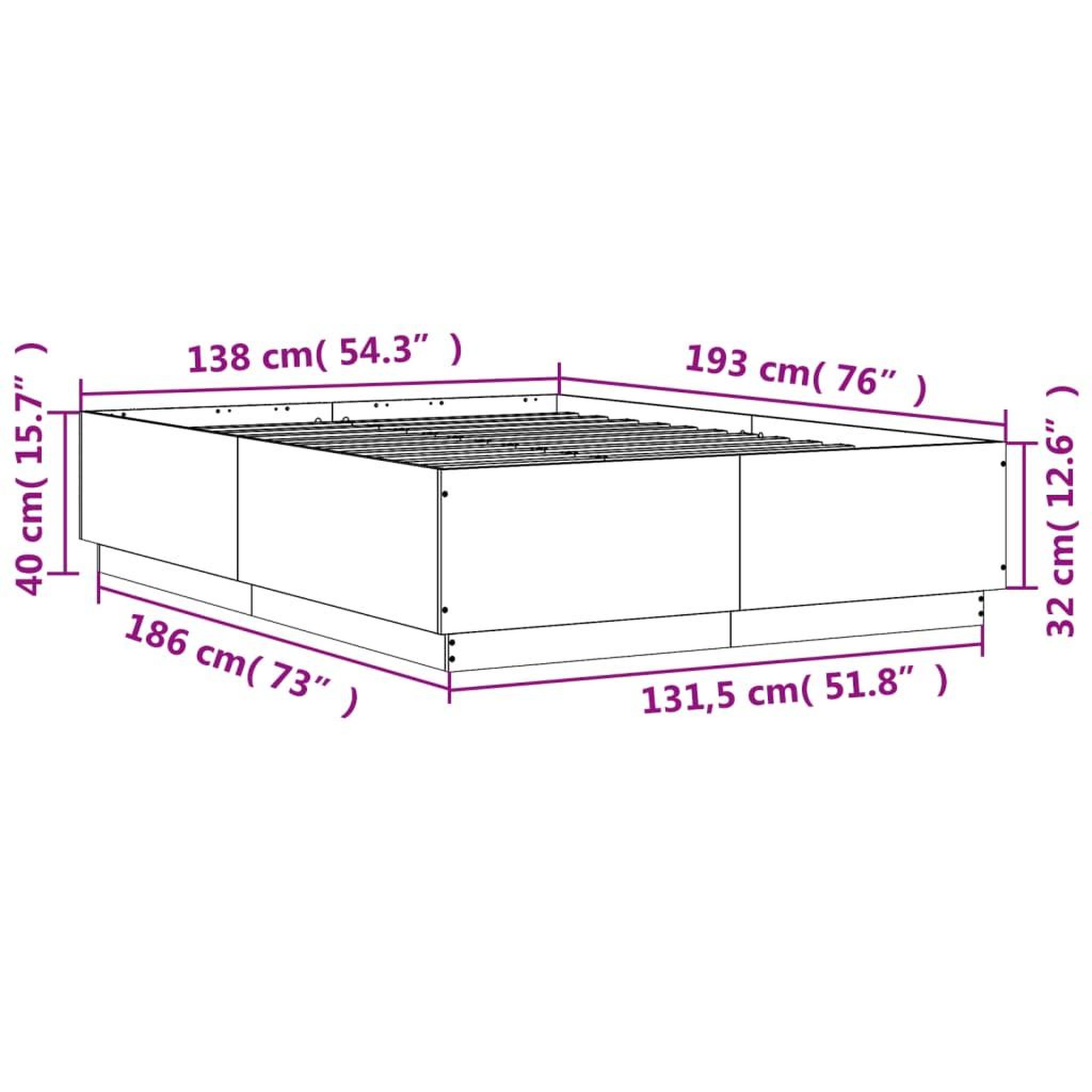 Voir la diapositive 6 : VIDAXL Cadre de lit sans matelas chene fume 135x190 cm