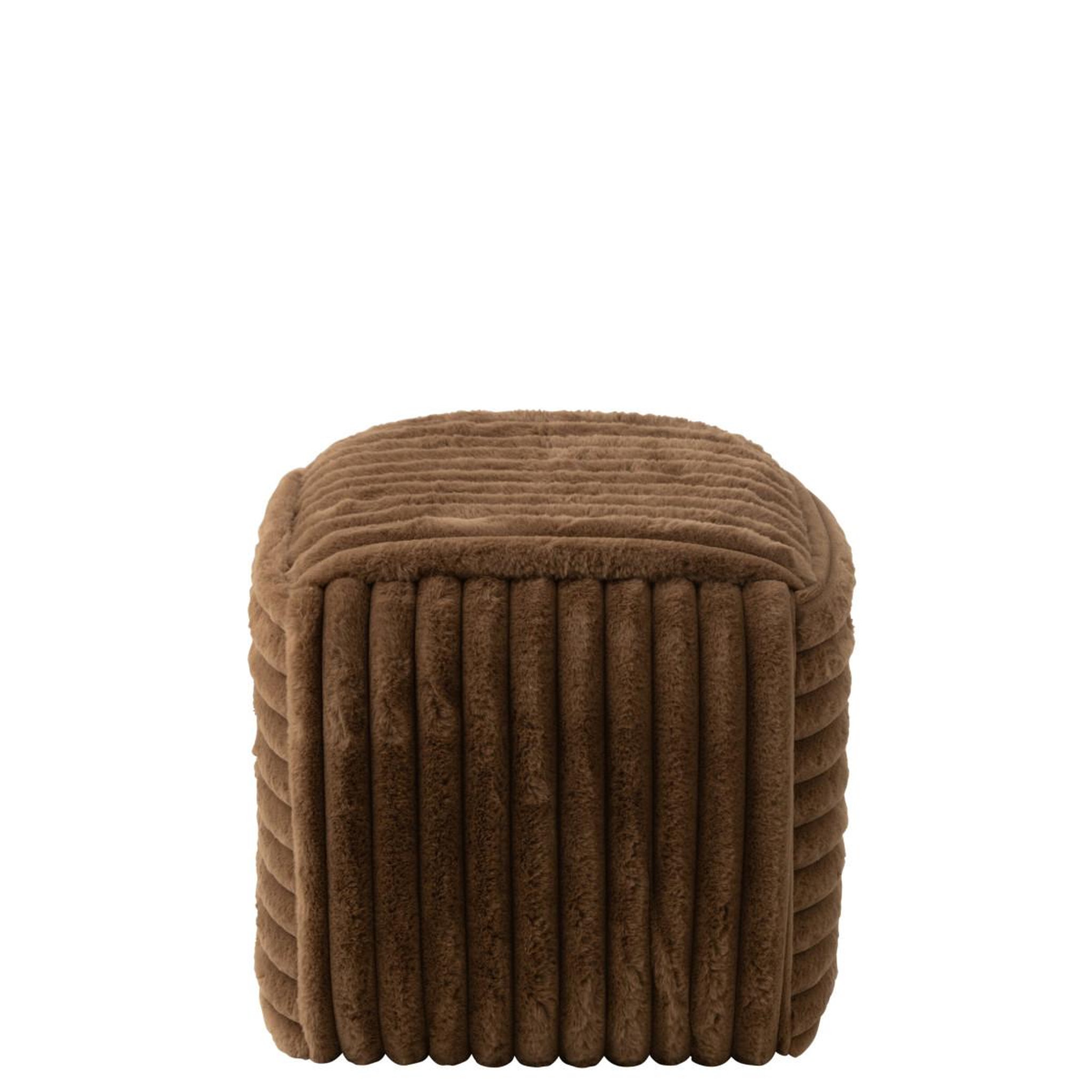 Voir la diapositive 3 : J-LINE Pouf carré côtelé  nuage  45cm marron