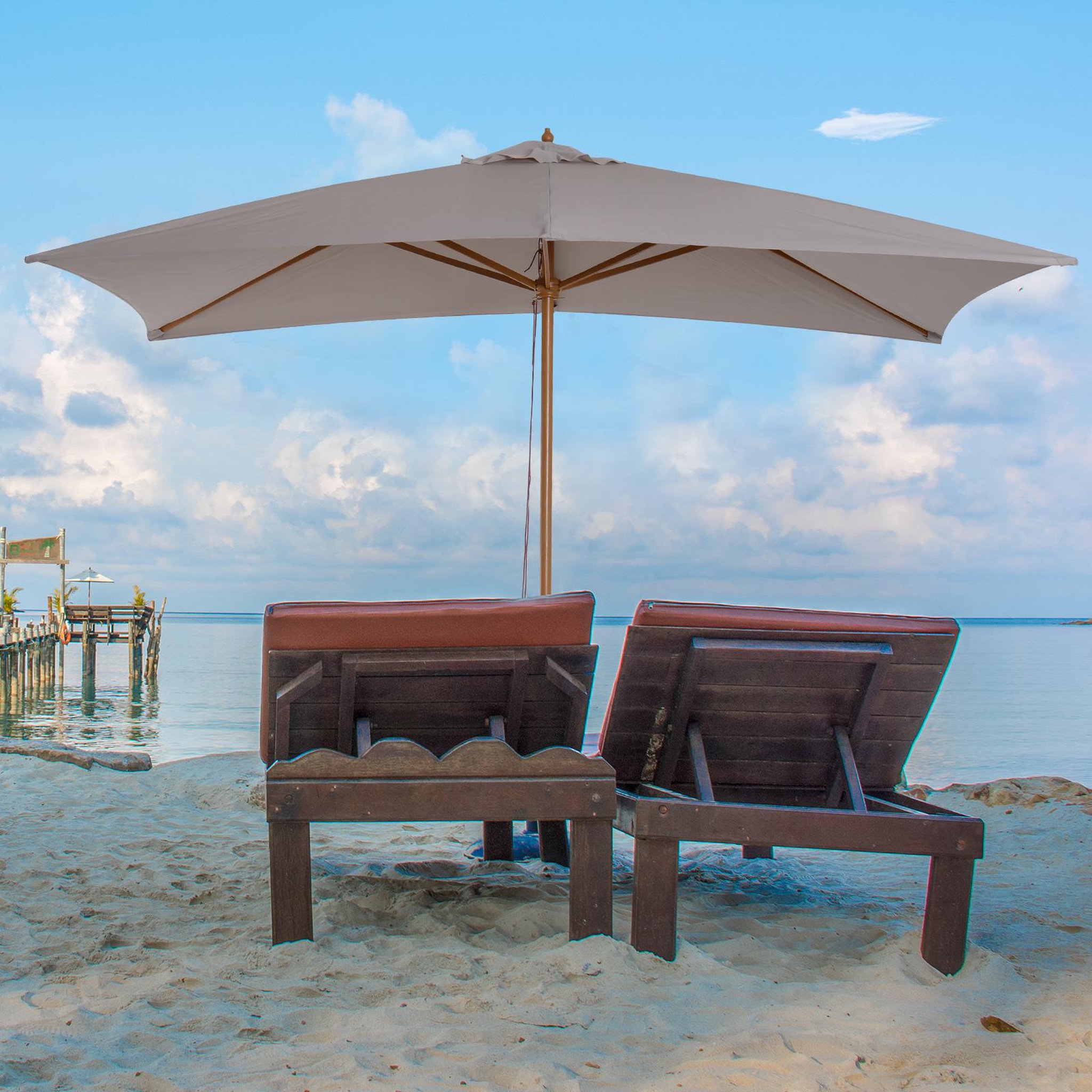 Voir la diapositive 2 : OUTSUNNY Parasol droit rectangulaire de jardin grande taille dim. 3L x 2l x 2,5H m gris