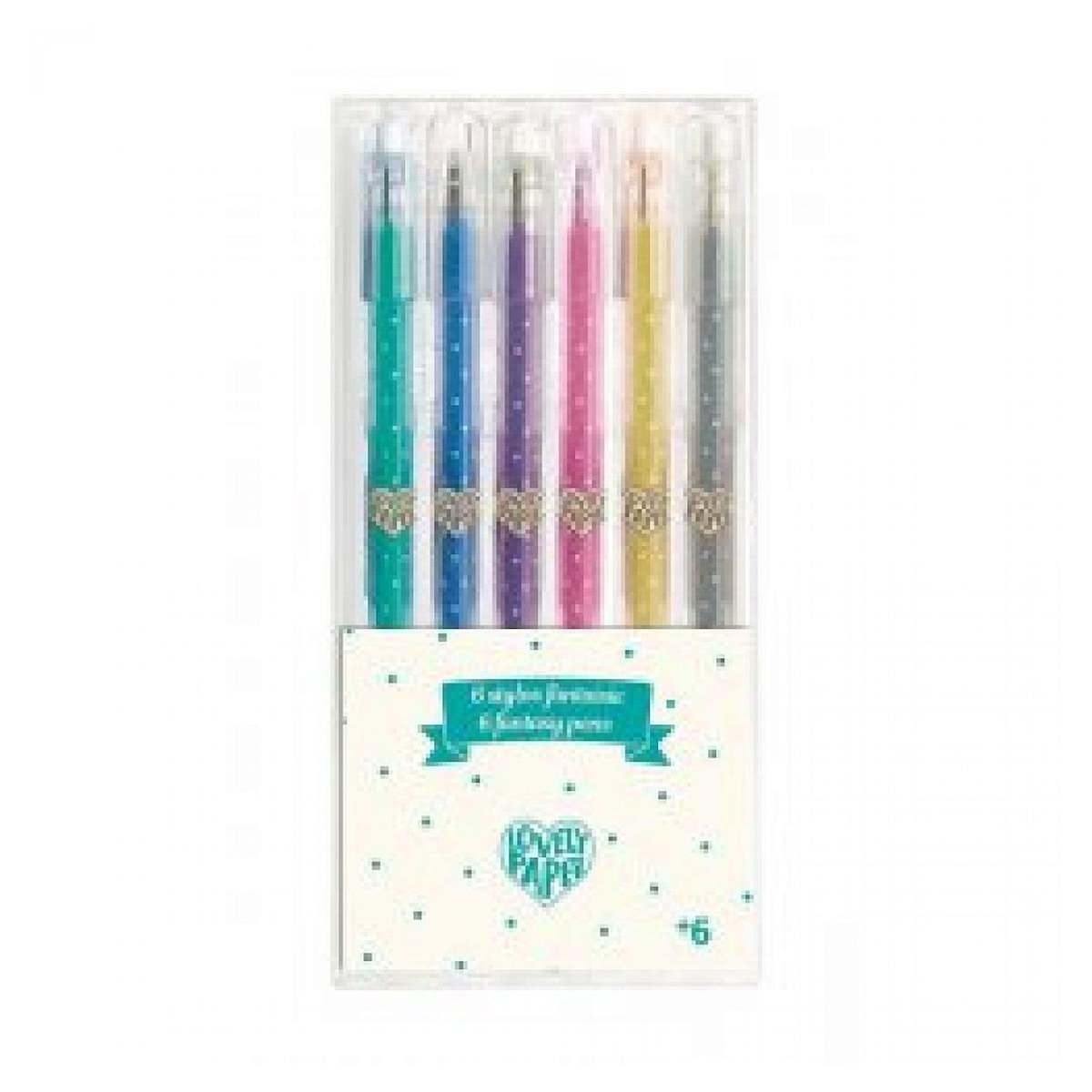Djeco 6 Stylos Gel Pailletes coloris assortis