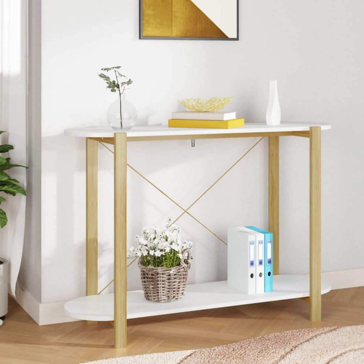 VIDAXL Table console Blanc 110x38x75 cm Bois d'ingenierie