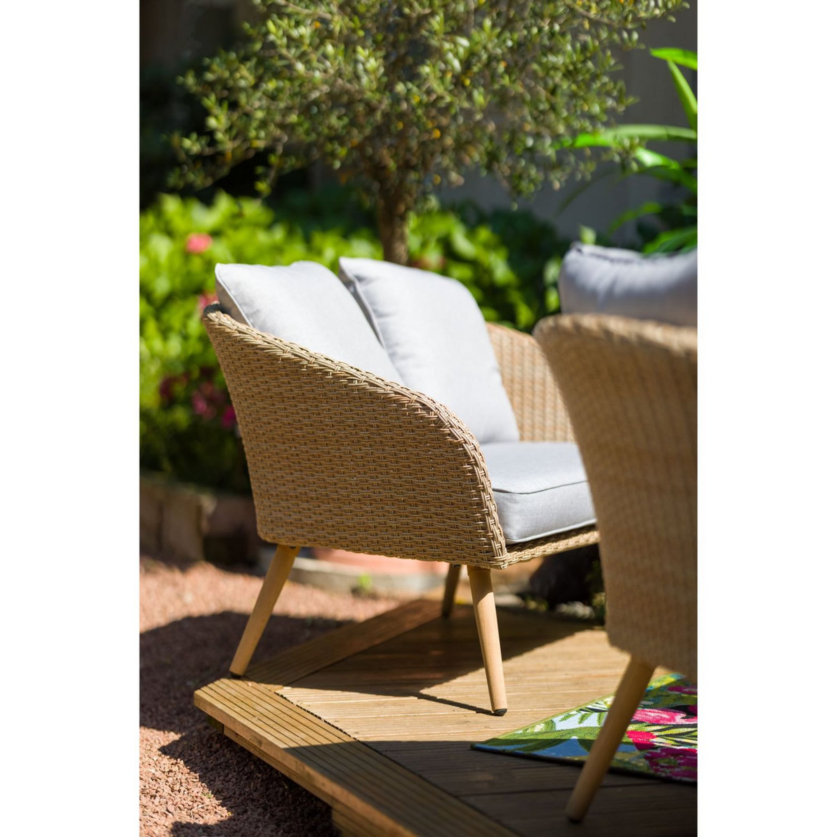 JARDILINE Salon bas de jardin - 4 places - Résine - Beige - KOH TAO