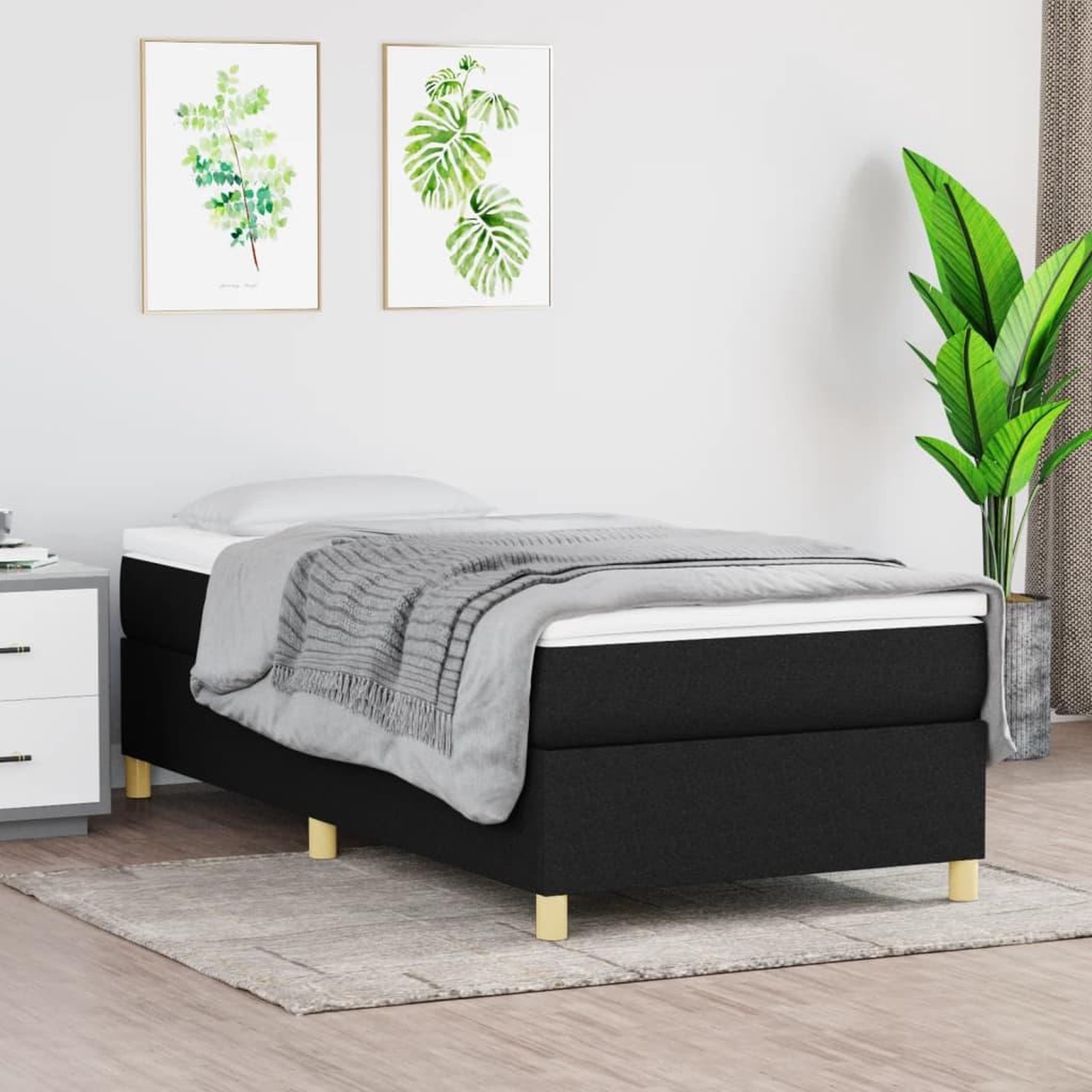VIDAXL Cadre de lit sans matelas noir 100x200 cm tissu
