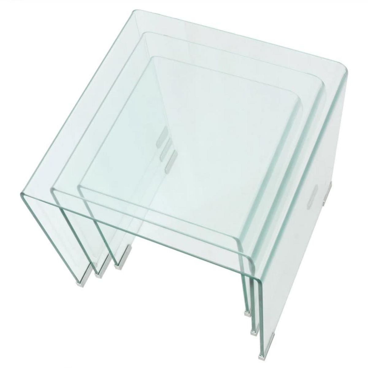 VIDAXL Ensemble de tables gigognes 3 Pieces Verre trempe Transparent