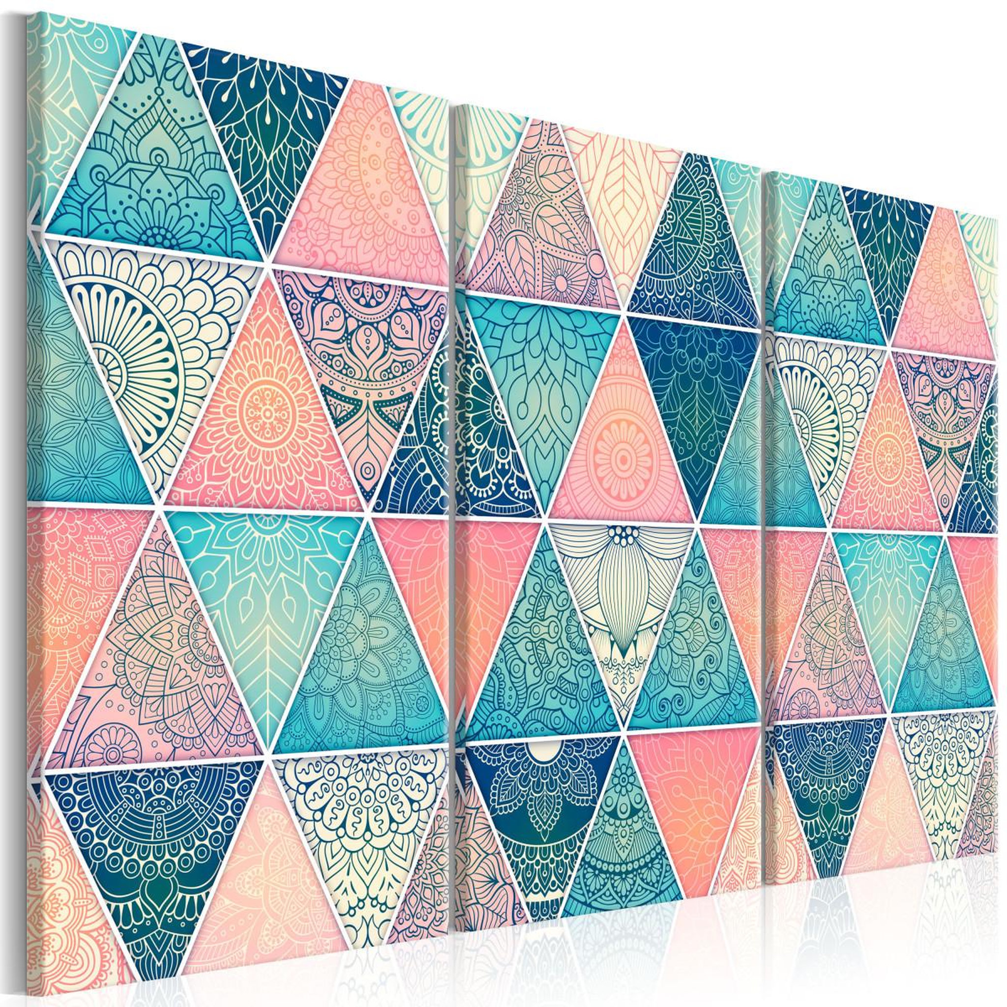 Voir la diapositive 1 : Paris Prix Tableau Imprimé 3 Panneaux  Oriental Triangles