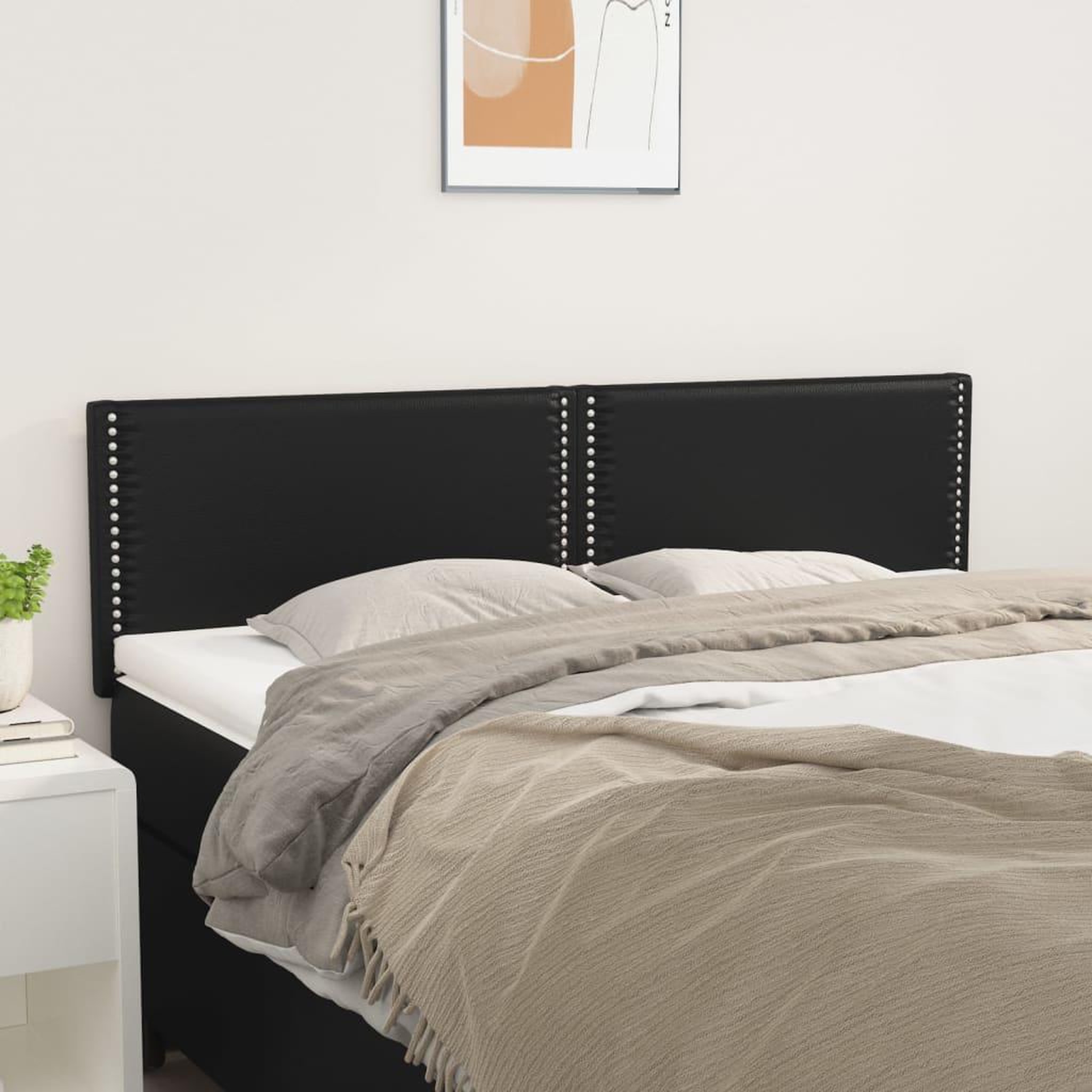 Voir la diapositive 1 : VIDAXL Tetes de lit 2 pcs Noir 72x5x78/88 cm Similicuir