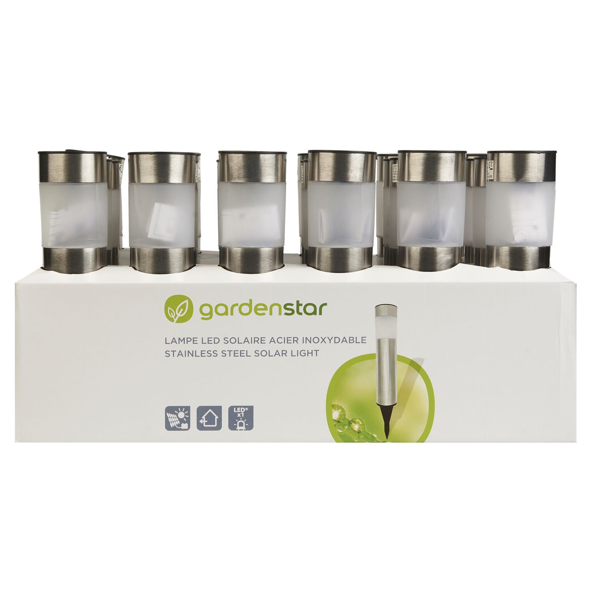 GARDENSTAR Borne solaire inox LED H38 cm