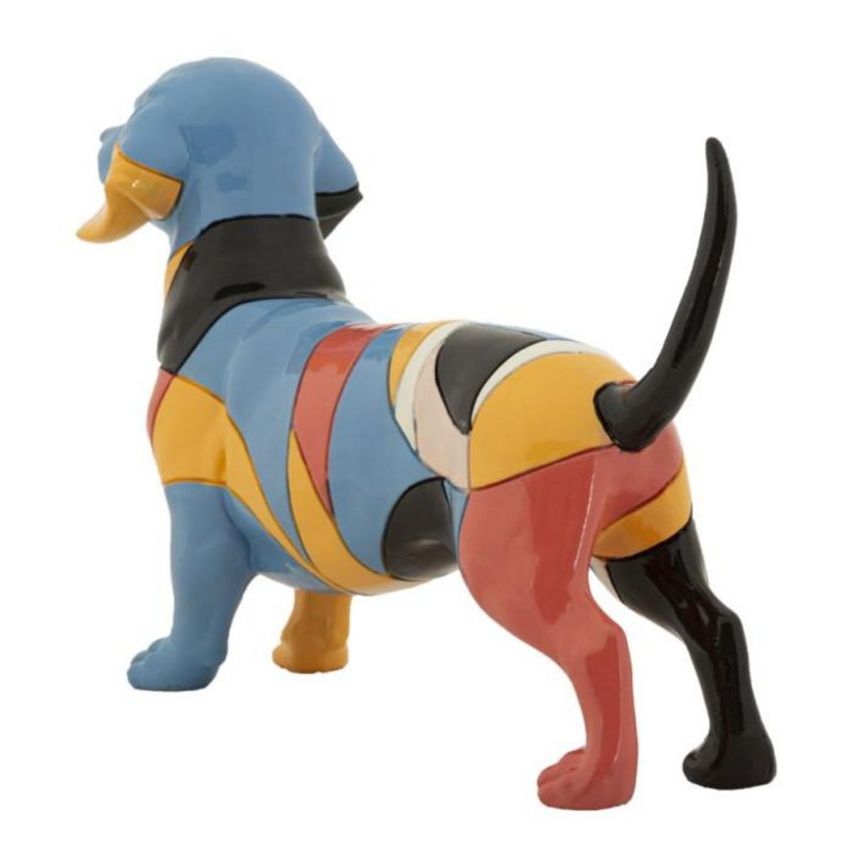 Paris Prix Statuette Déco Chien Teckel  Rubic  32cm Multicolore