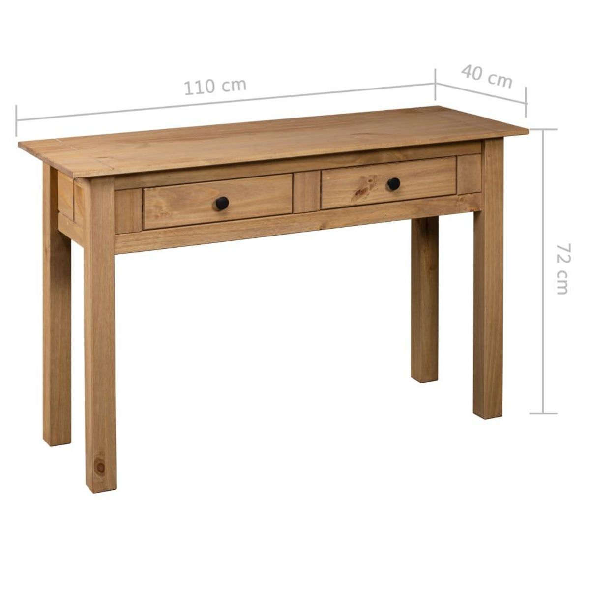 VIDAXL Table console 110x40x72 cm Pin solide Gamme Panama