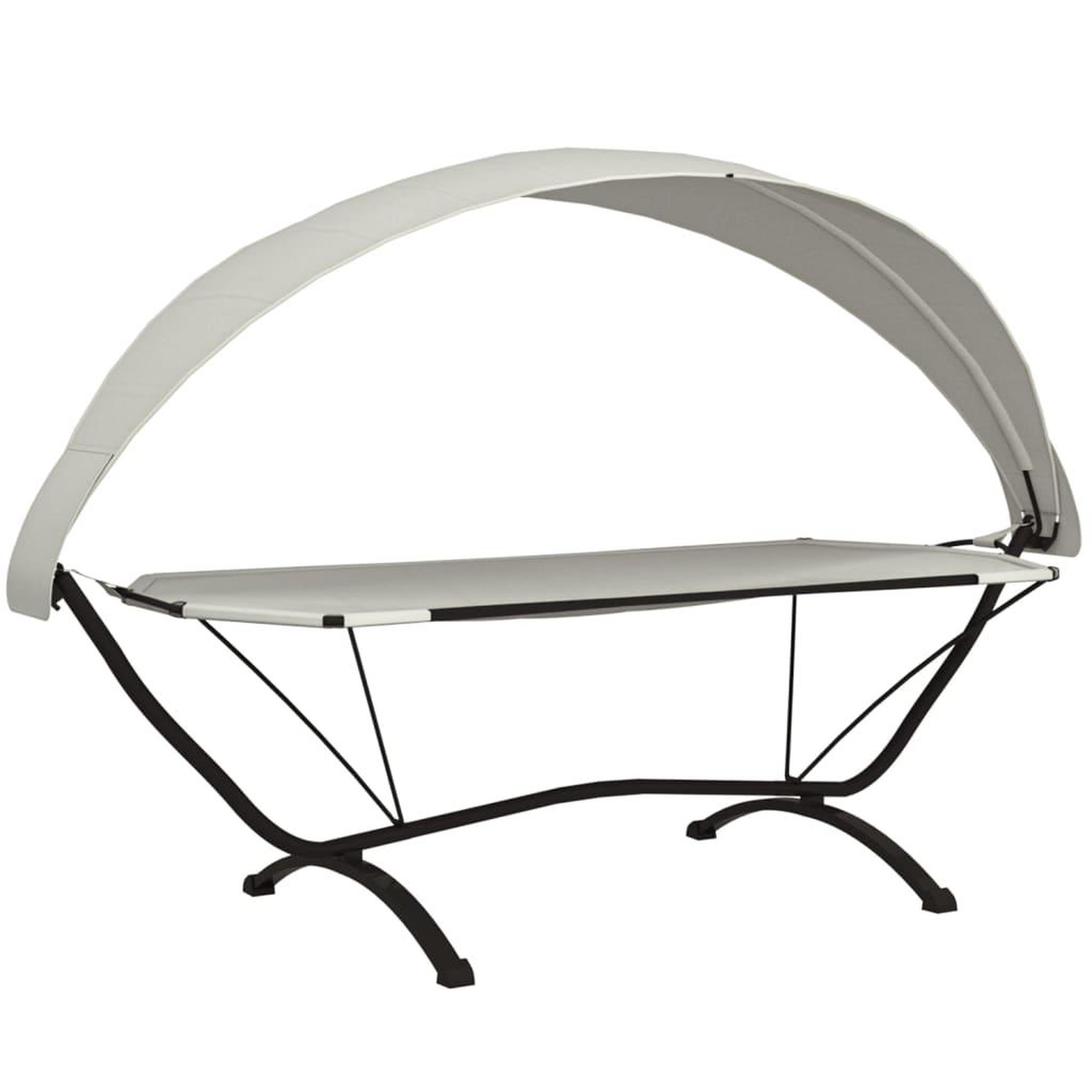 Voir la diapositive 2 : VIDAXL Lit de repos d'exterieur et auvent Creme Acier et tissu Oxford