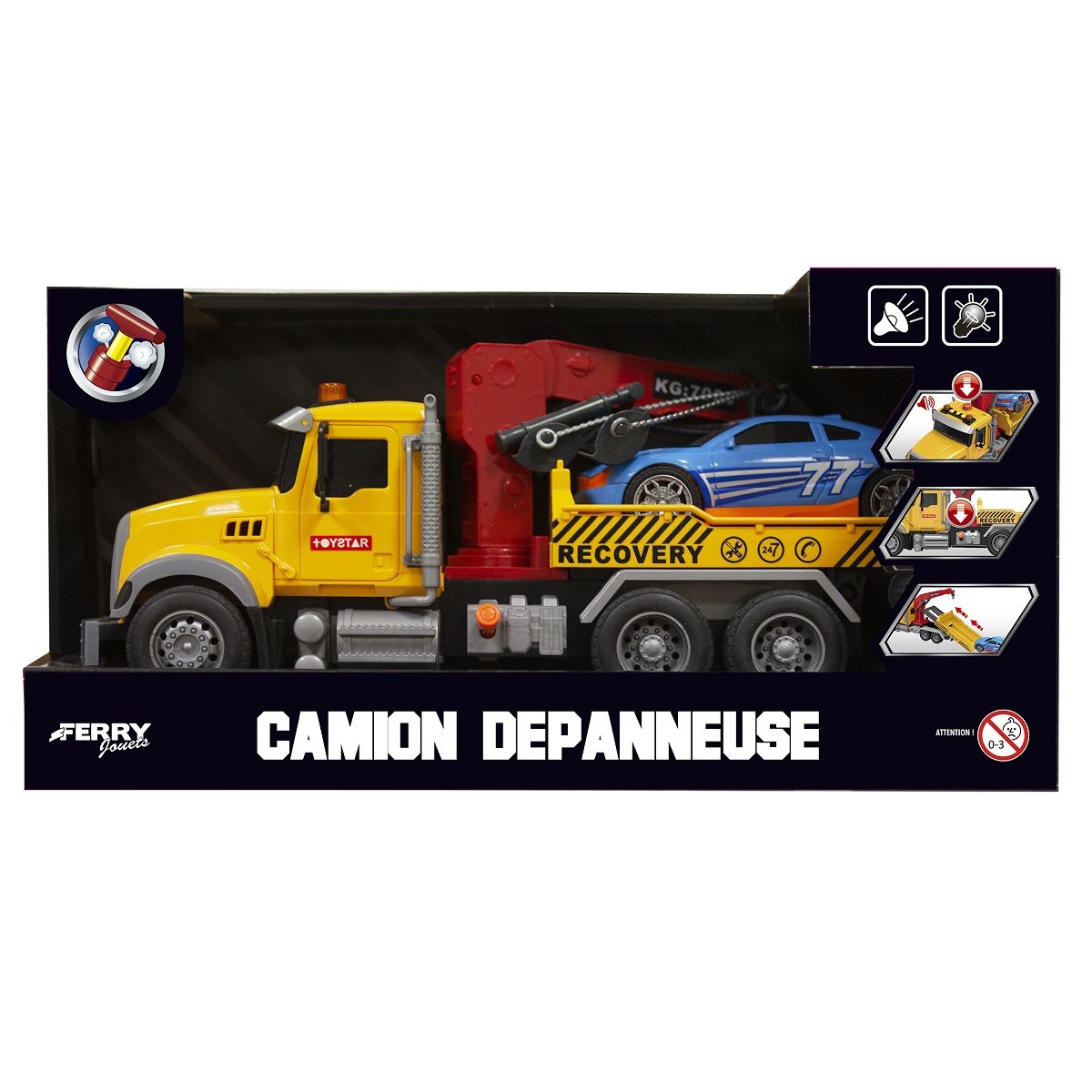 Ferry Jacques & Cie Camion dépanneuse friction - 35 cm - Sons et lumières 