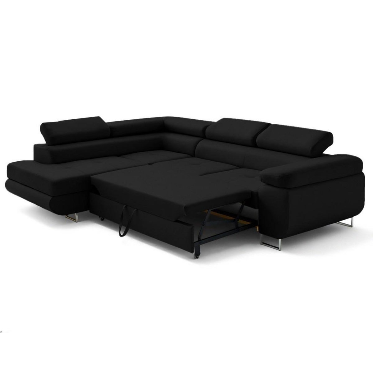 LISA DESIGN Zaria - canapé d'angle gauche 5 places convertible avec coffre et têtières en simili