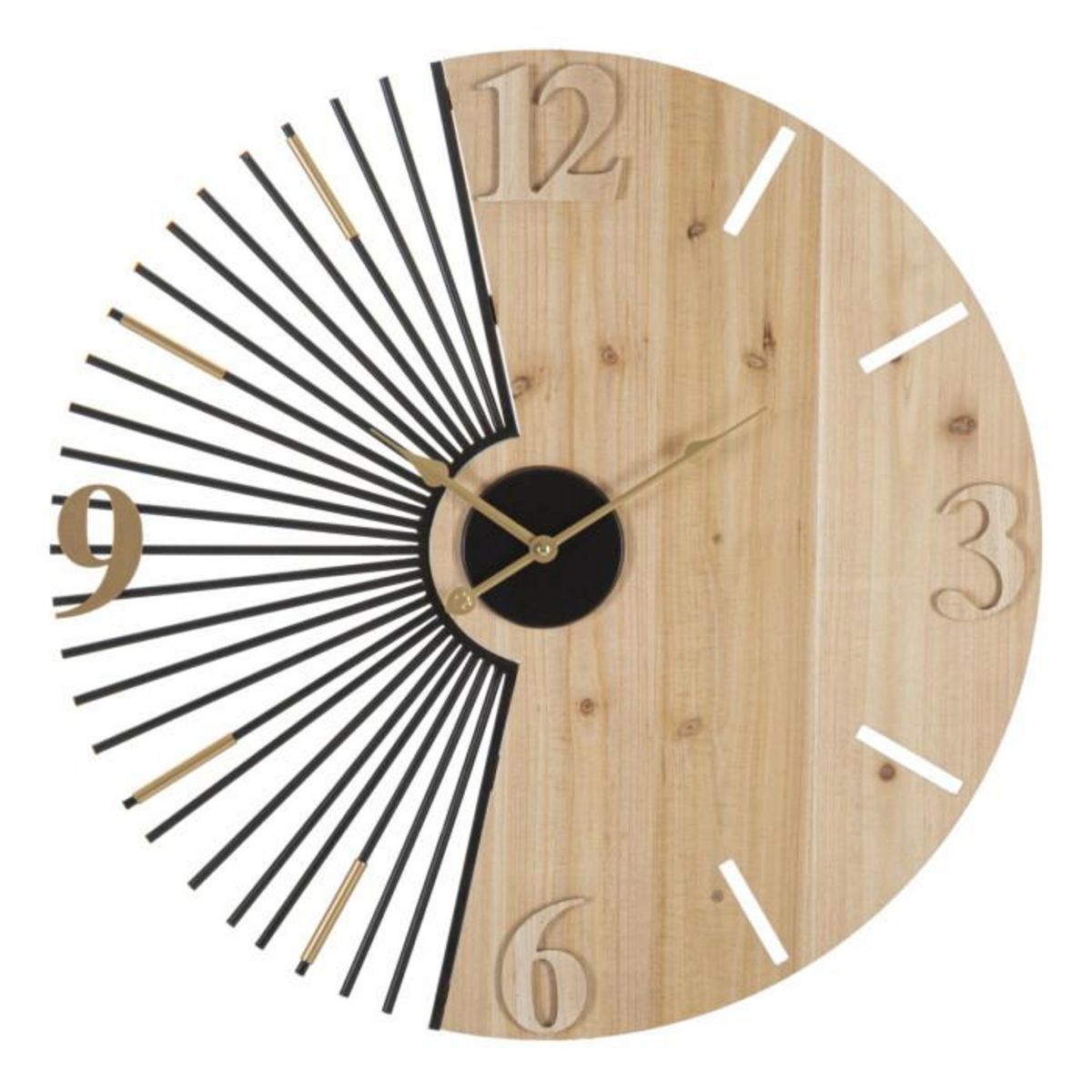 Paris Prix Horloge Murale Design  Wordy  60cm Naturel & Noir