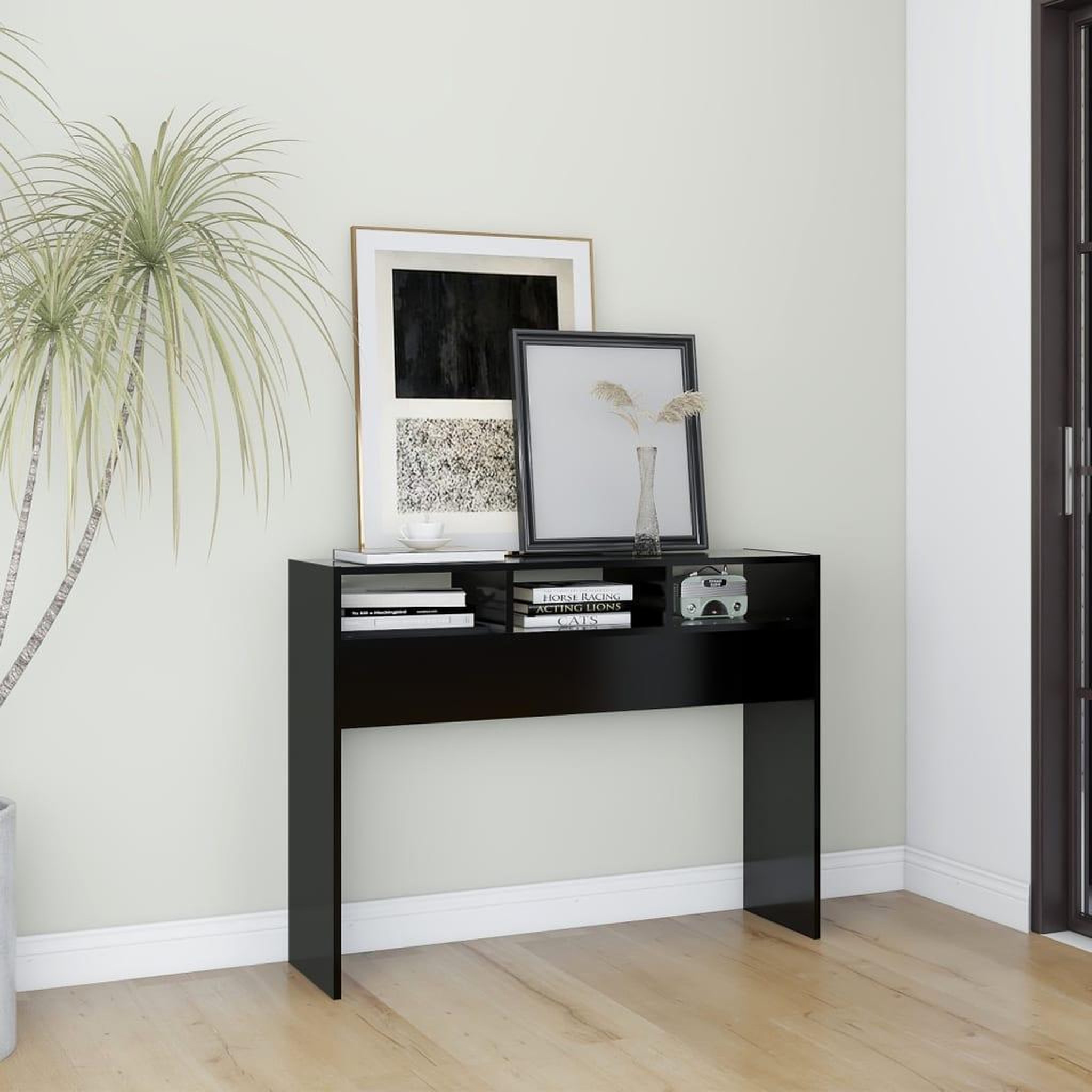 Voir la diapositive 1 : VIDAXL Table console noir 105x30x80 cm bois d'ingenierie