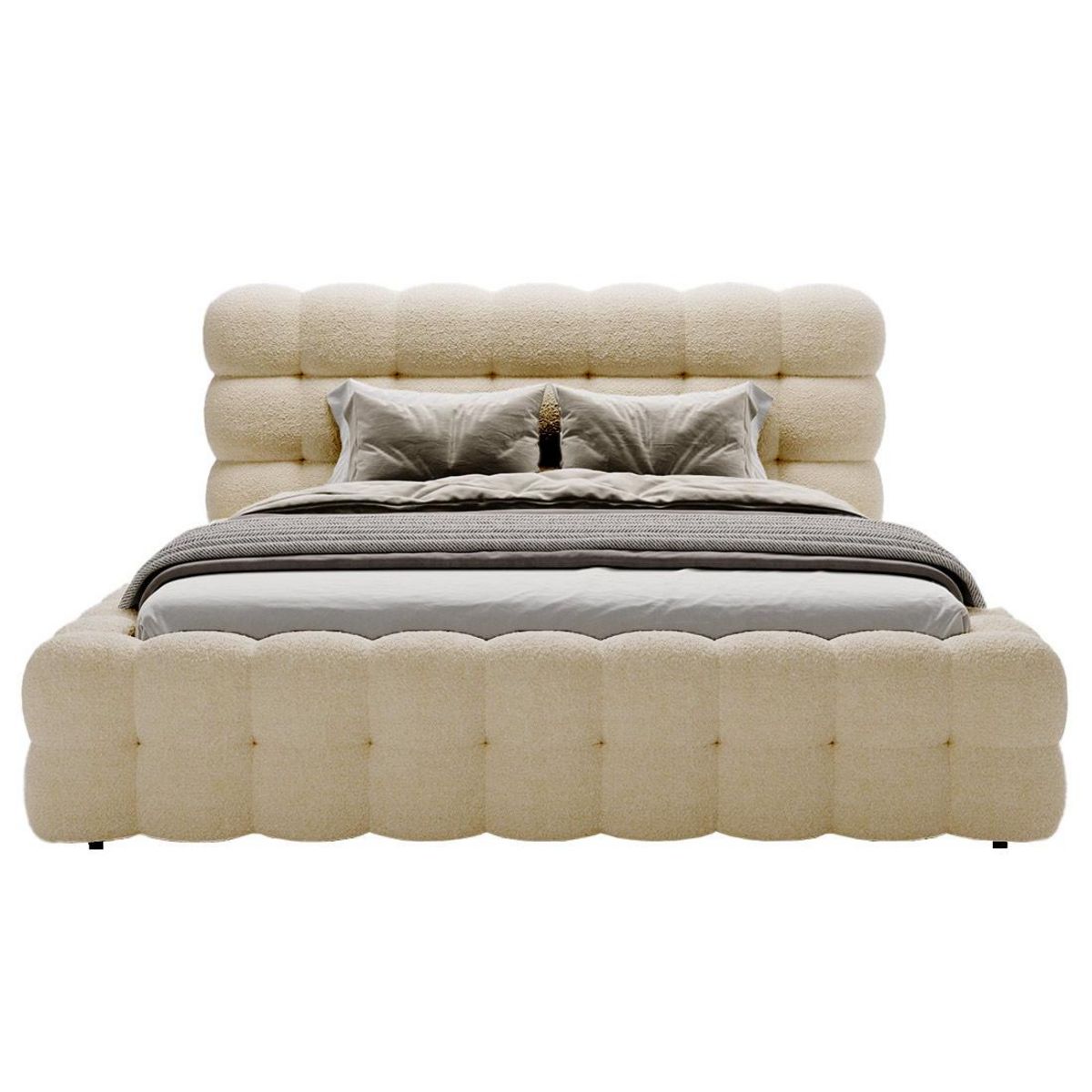 BEST MOBILIER Darling - lit coffre - 160x200 cm - sommier inclus - en tissu bouclette