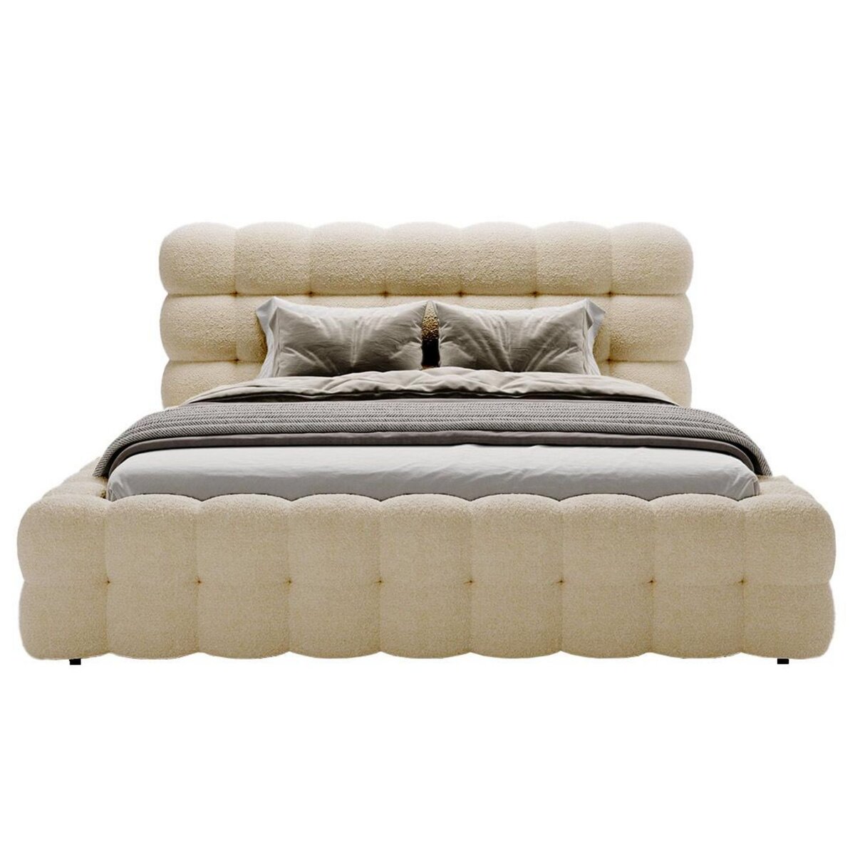 BEST MOBILIER Darling - lit coffre - 160x200 cm - sommier inclus - en tissu bouclette