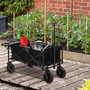 Voir la diapositive 2 : OUTSUNNY Chariot de jardin pliable 4 roues poignée télescopique réglable rangements noir