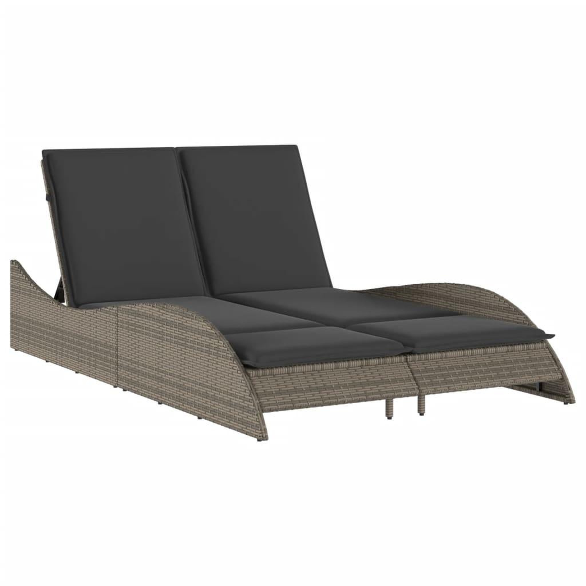 Voir la diapositive 2 : VIDAXL Chaise longue avec coussins gris 114x205x73 cm resine tressee