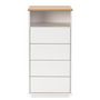 Voir la diapositive 3 : VS VENTA-STOCK Chiffonnier Bob 4 tiroirs 1 niche blanc/chêne, bois massif