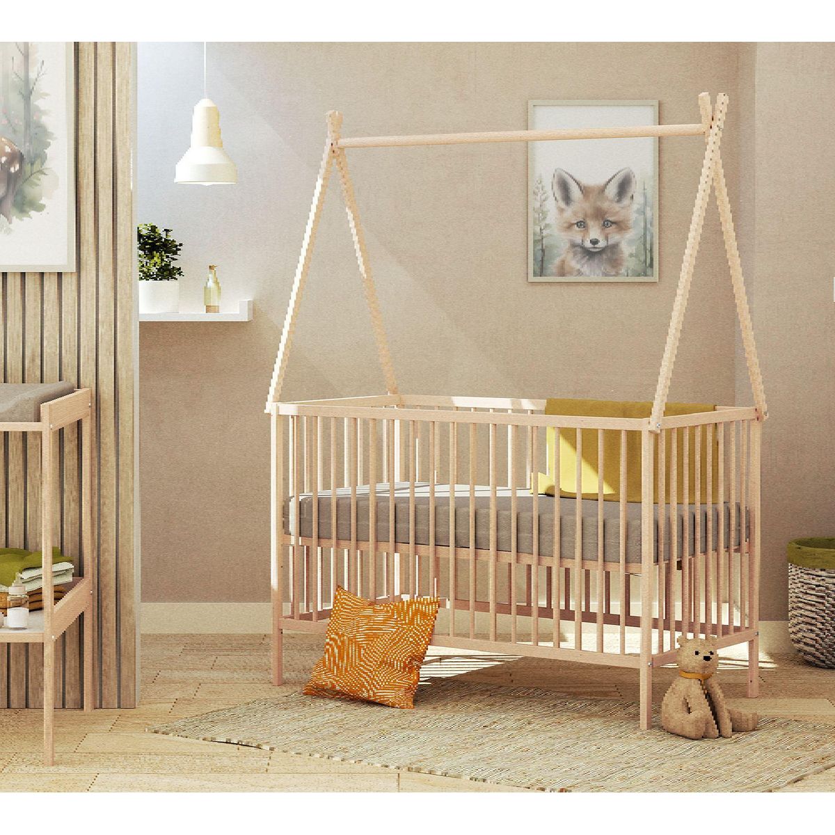 WEBABY Lit tipi 60x120 en bois