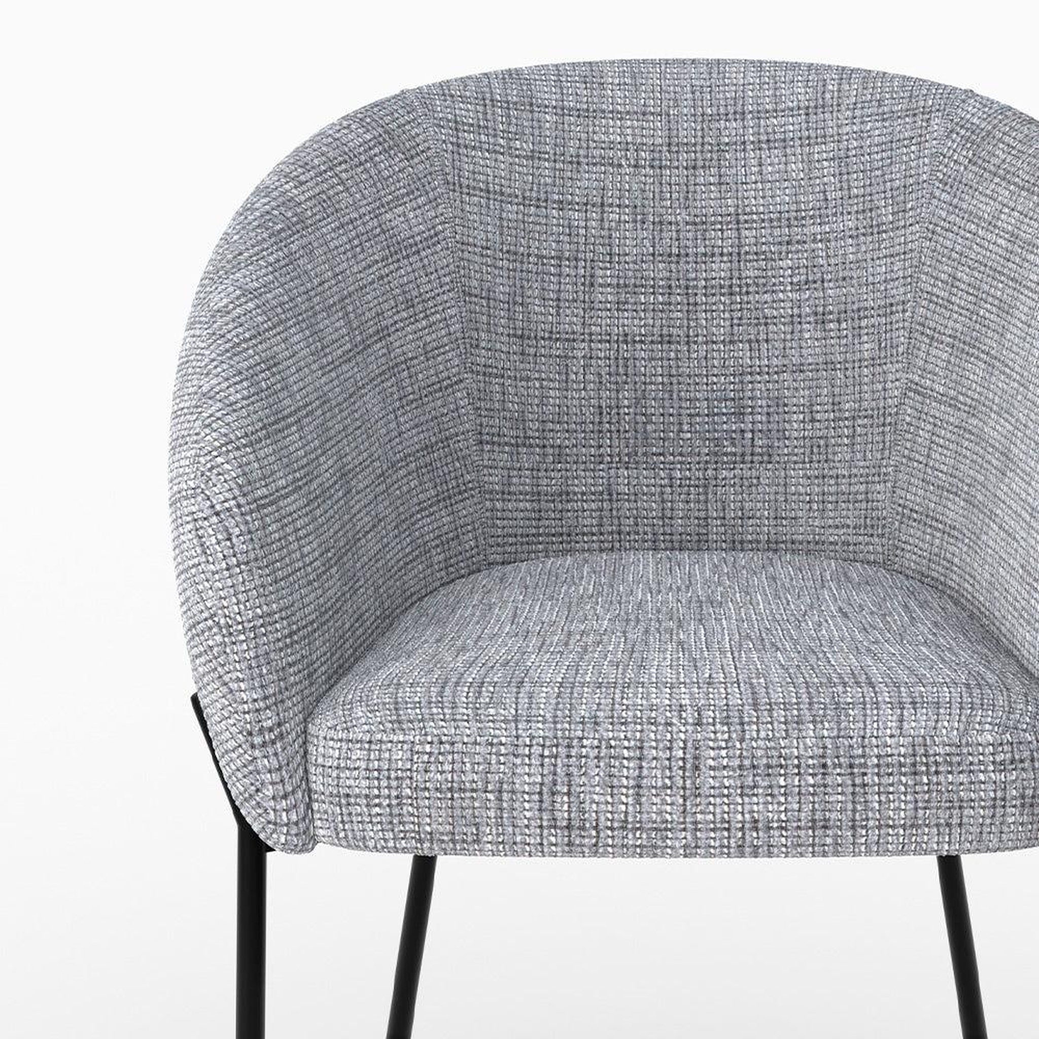 Voir la diapositive 5 : MAISON PAVANE Chaise en tissu gris chiné et pieds en métal noir-andy