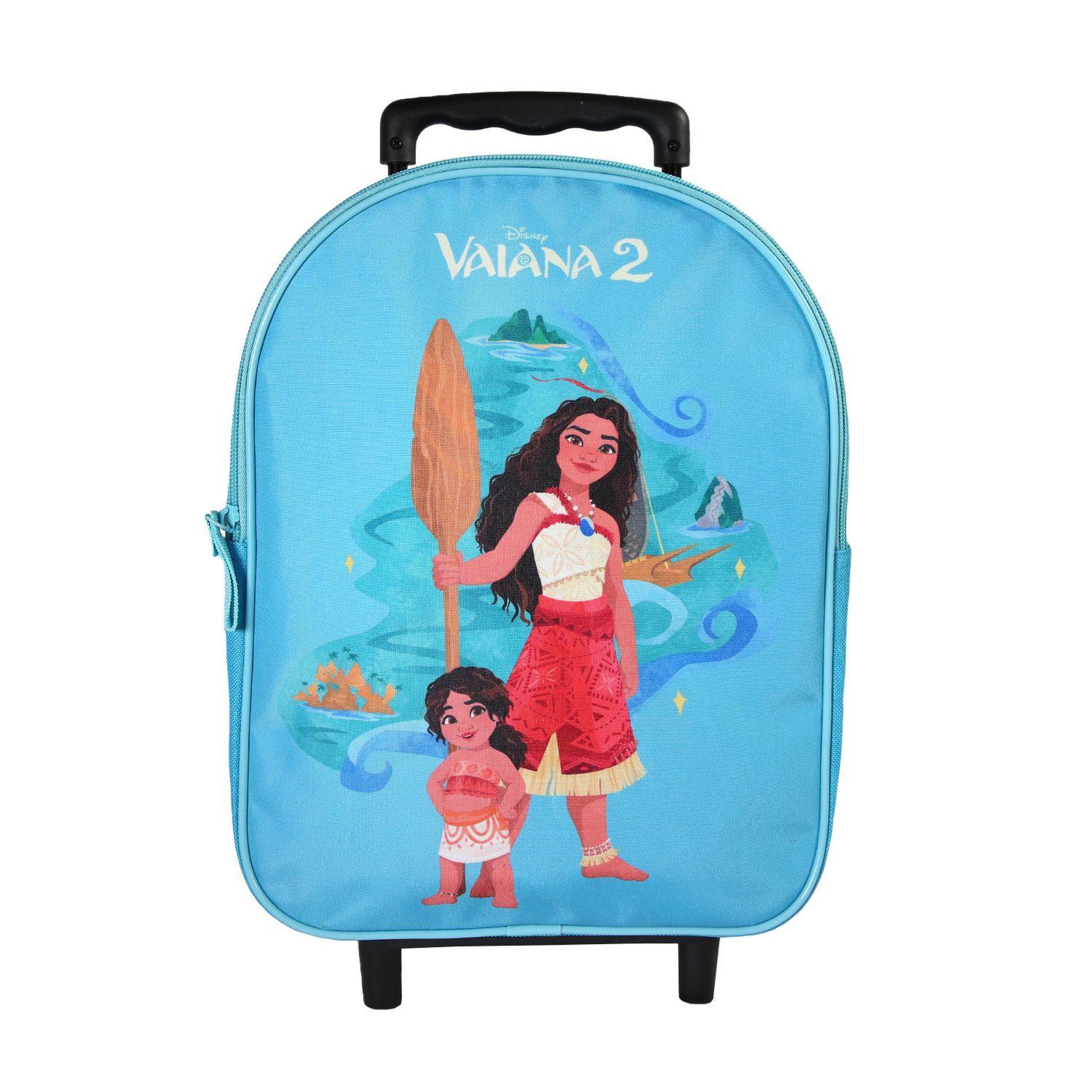 Bagtrotter Bagtrotter - Vaiana - Disney - Sac à Dos Scolaire à Roulettes  - Bleu - 1 Compartiment Zippé - Bretelles Matelassées - 25x12x32cm - Matière Polyester - Sac à Dos Scolaire Maternelle
