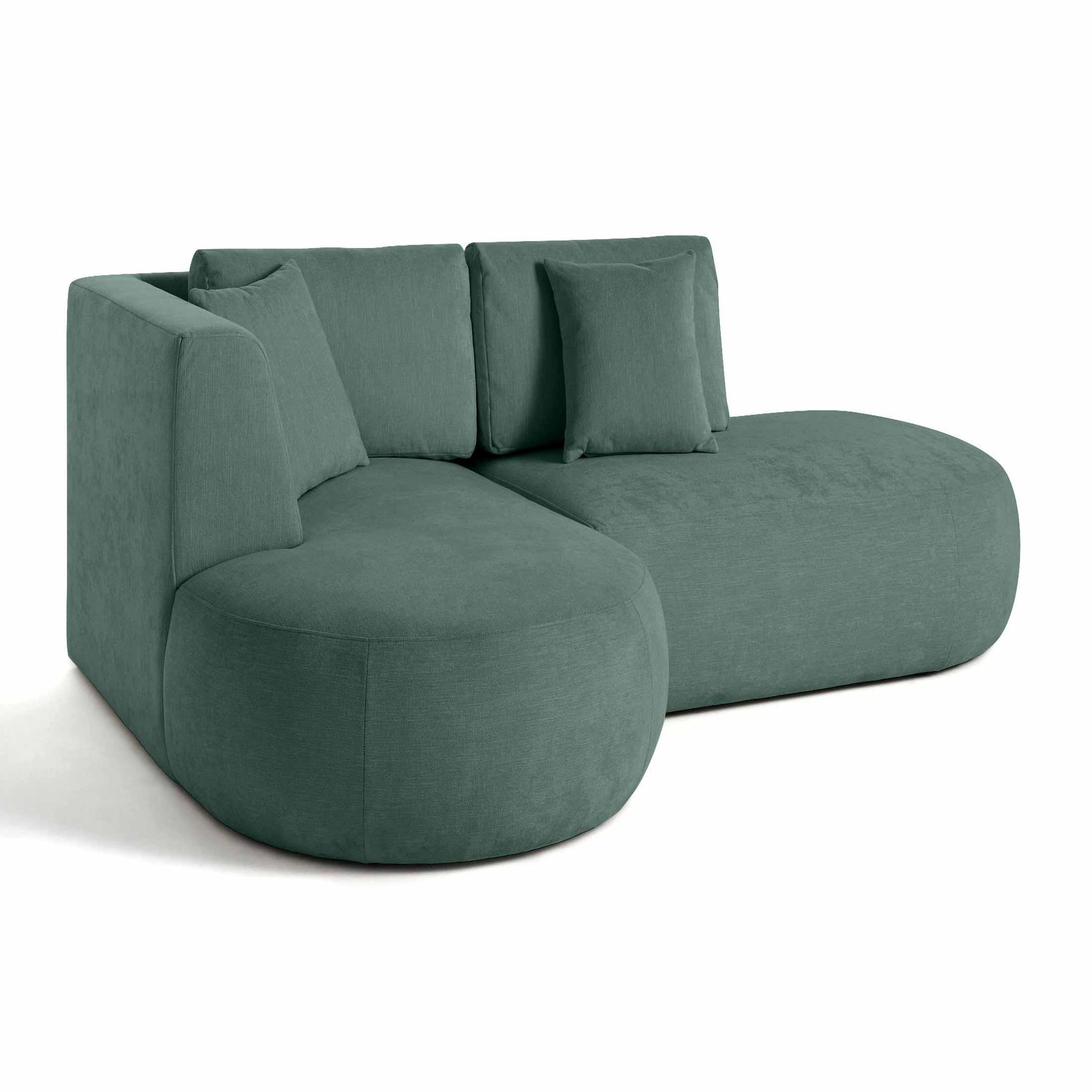 Voir la diapositive 4 : LISA DESIGN Santorini - canapé modulable d'angle gauche + pouf - 4 places - en tissu texturé