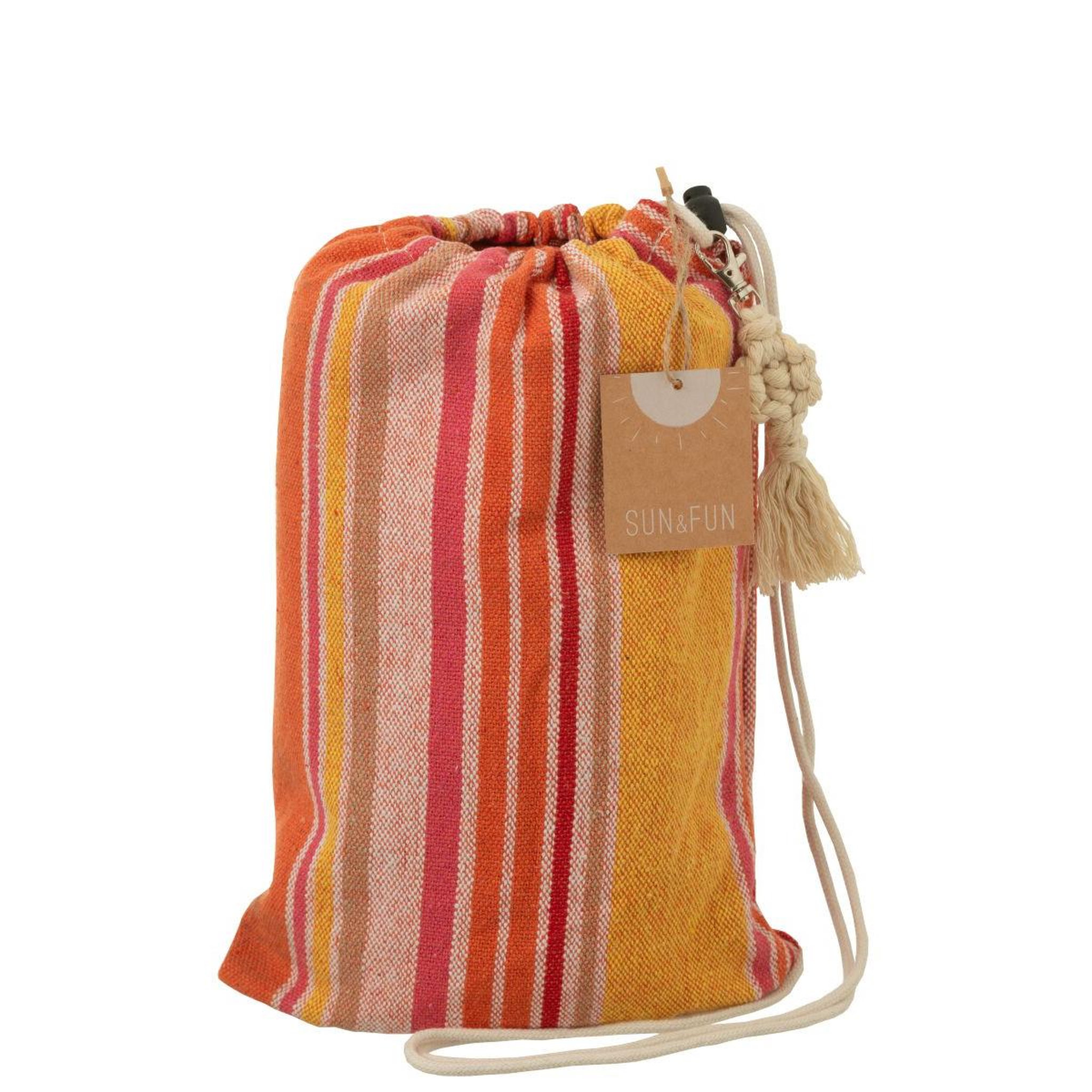 Voir la diapositive 4 : J-LINE Hamac en tissu  rayures  200cm orange