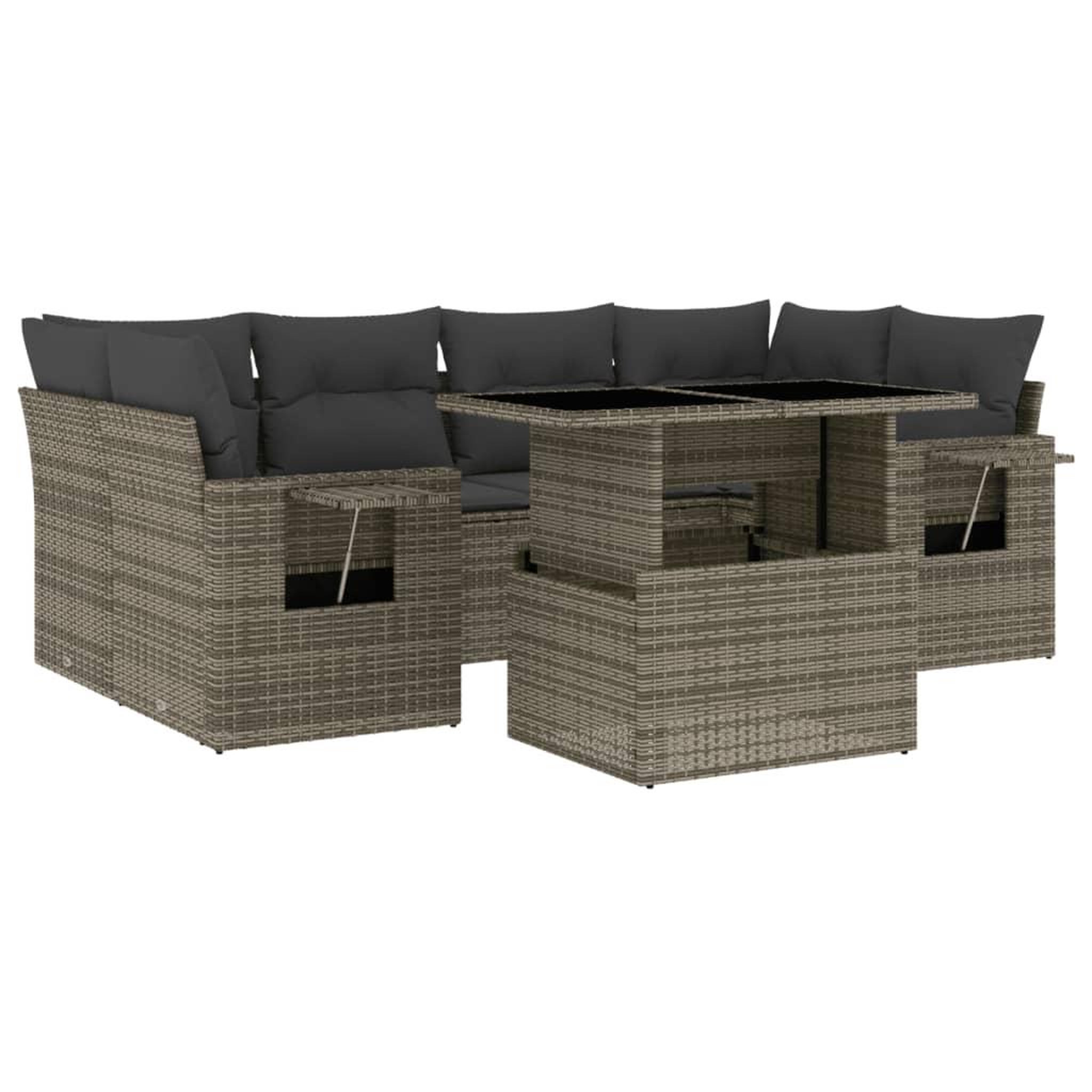 Voir la diapositive 2 : VIDAXL Salon de jardin avec coussins 7 pcs gris resine tressee