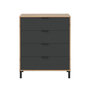 Voir la diapositive 1 : CALICOSY CALICOSY - Commode 4 tiroirs décor chene noueux et gris anthracite - L77,5 cm - Bois clair