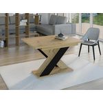 BEST MOBILIER Tosca - table à manger extensible - aspect chêne clair et noir - 4 à 6 personnes. Coloris disponibles : Marron