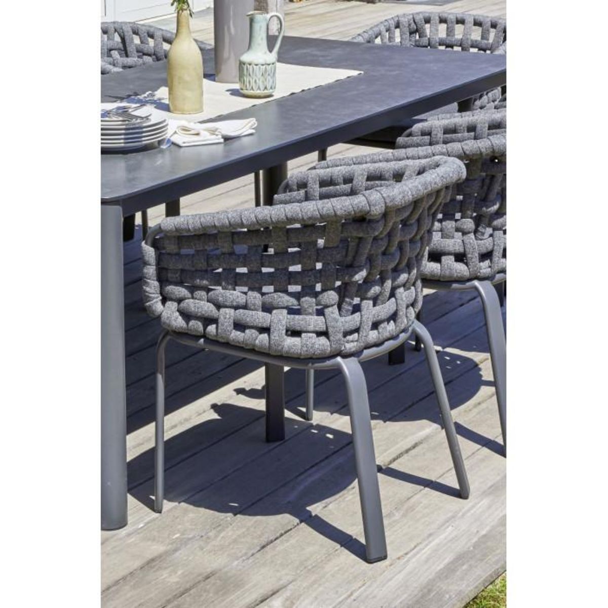 Paris Prix Fauteuil de Jardin en Corde Tissée  Camargue  72cm Gris Anthracite