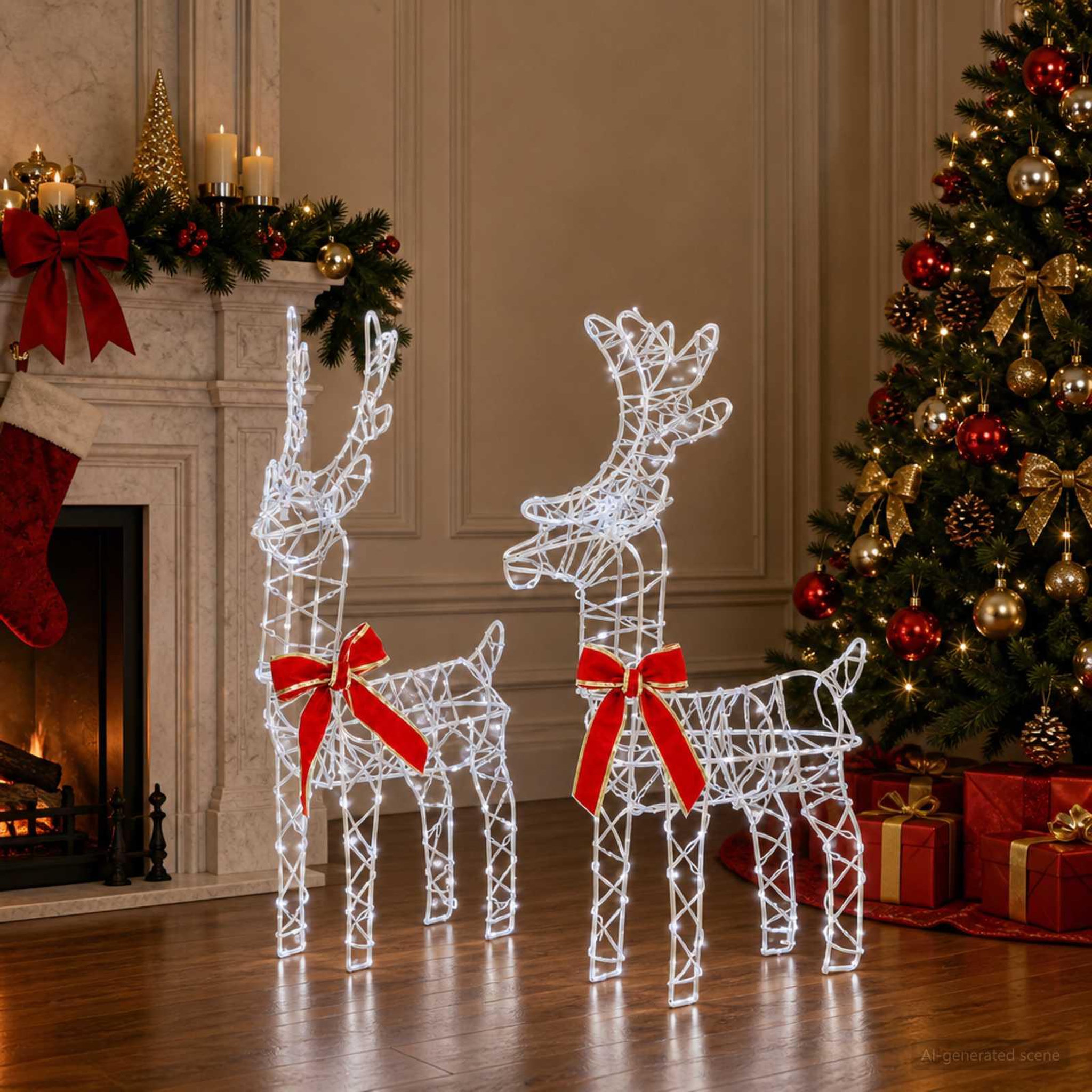 Voir la diapositive 2 : VIDAXL Renne de Noël 3D LOVIISA 2 pc 180 LED Blanc froid