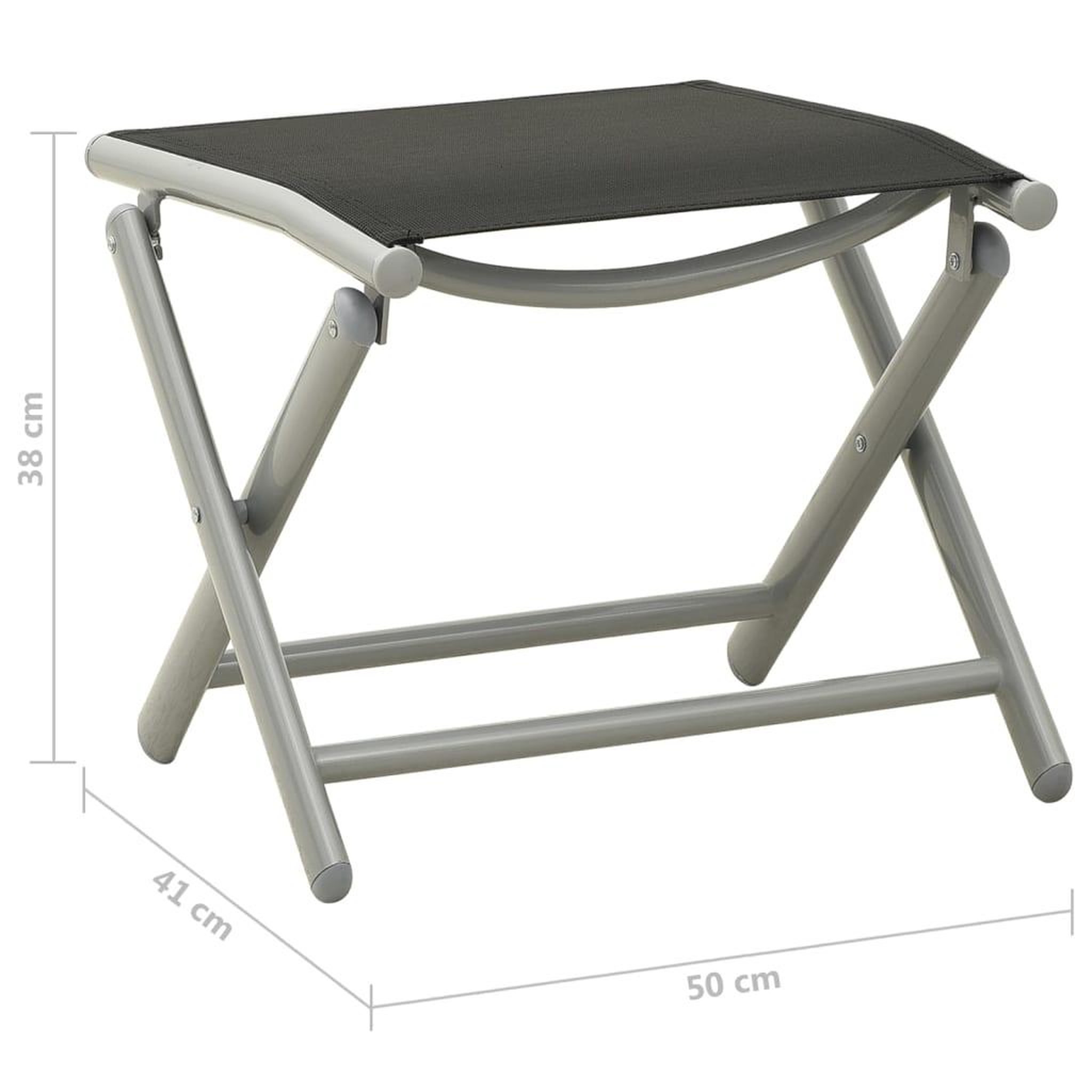 Voir la diapositive 6 : VIDAXL Repose-pied pliable noir et argente textilene et aluminium