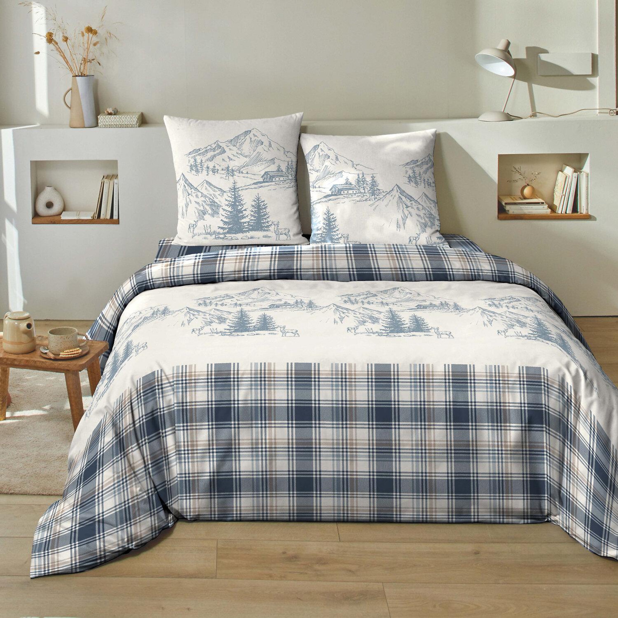 Voir la diapositive 1 : Home collection Parure housse de couette 100% flanelle de coton monty