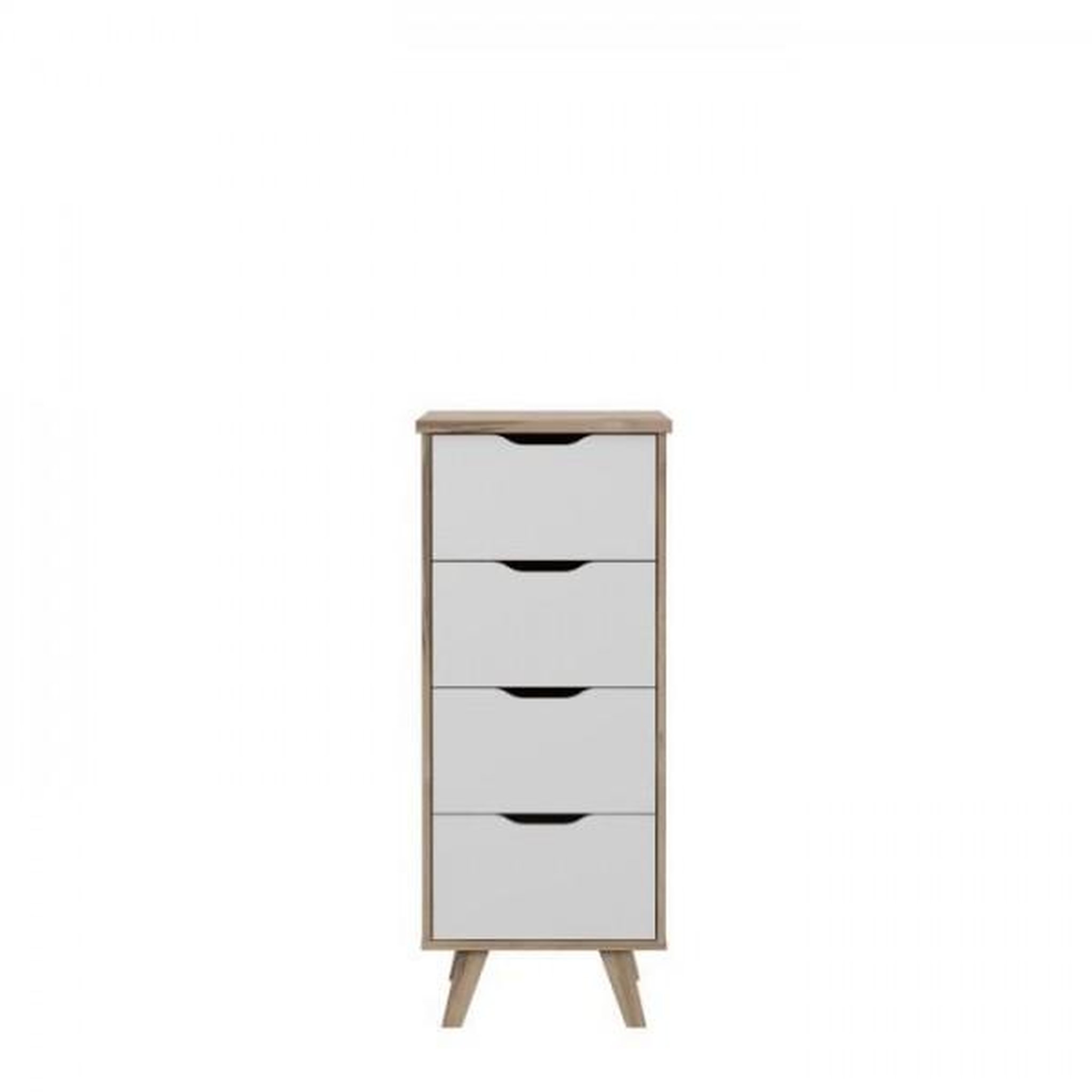 Voir la diapositive 3 : MARKET24 Chiffonnier 4 tiroirs - En panneaux de particules - Décor chene et blanc - Contemporain - L 45 x P 42 x H 108 cm