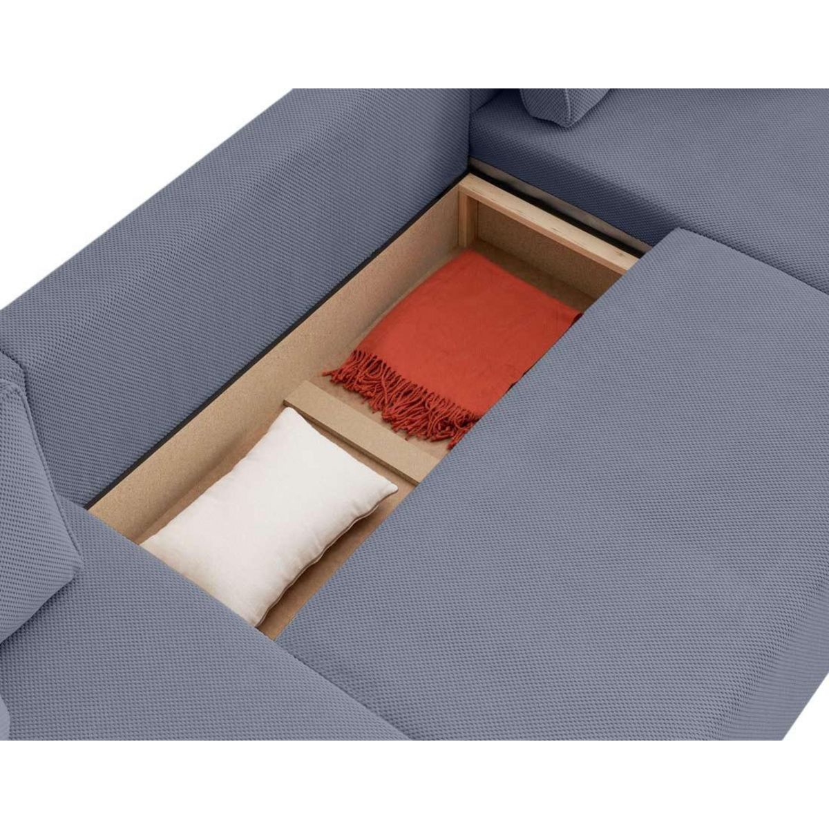 BEST MOBILIER Topaze - canapé panoramique en u 7 places convertible avec coffre en velours texturé