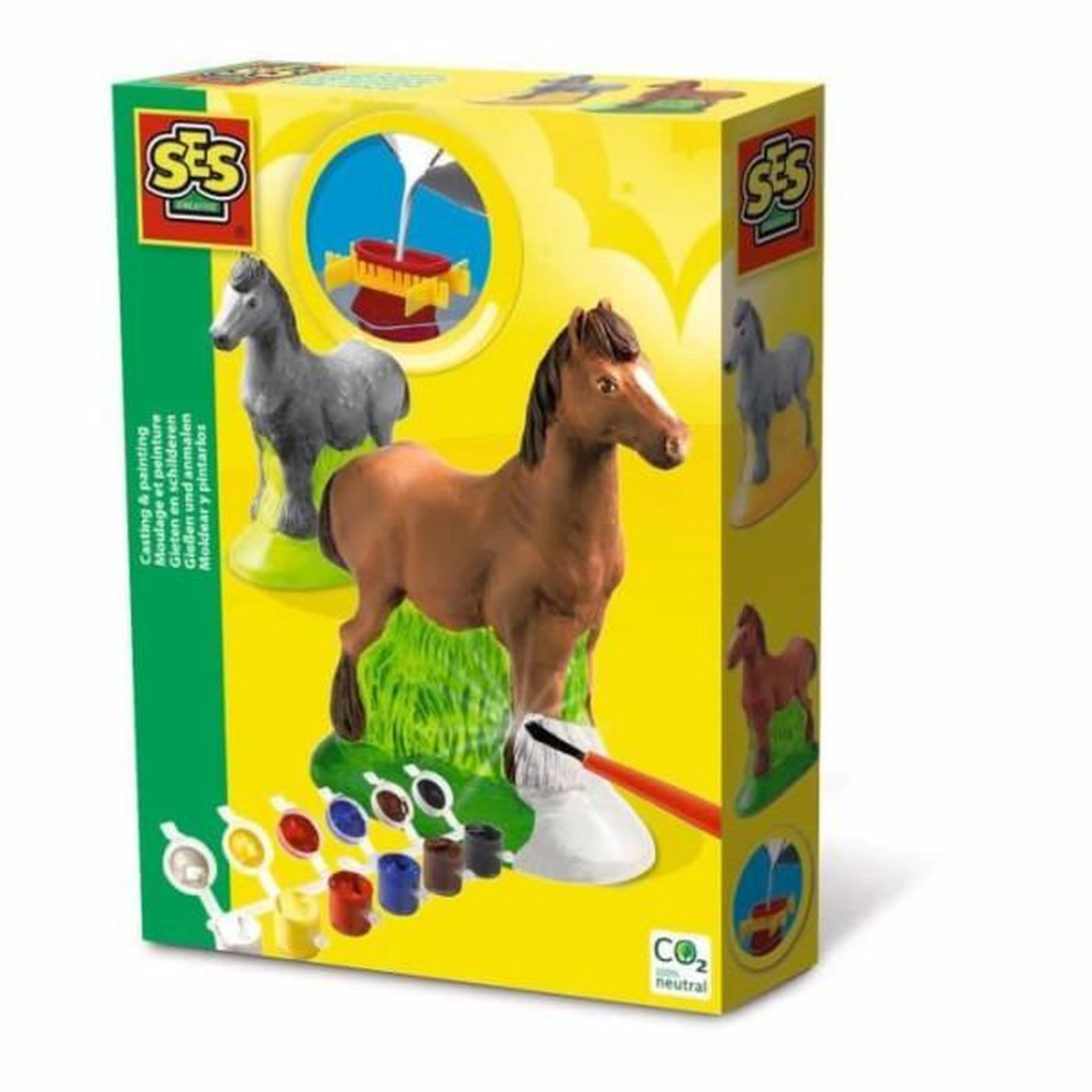 SES Creative Moulage et peinture - Cheval - SES CREATIVE - Moule latex, support de séchage, plâtre, peinture et pinceau inclus