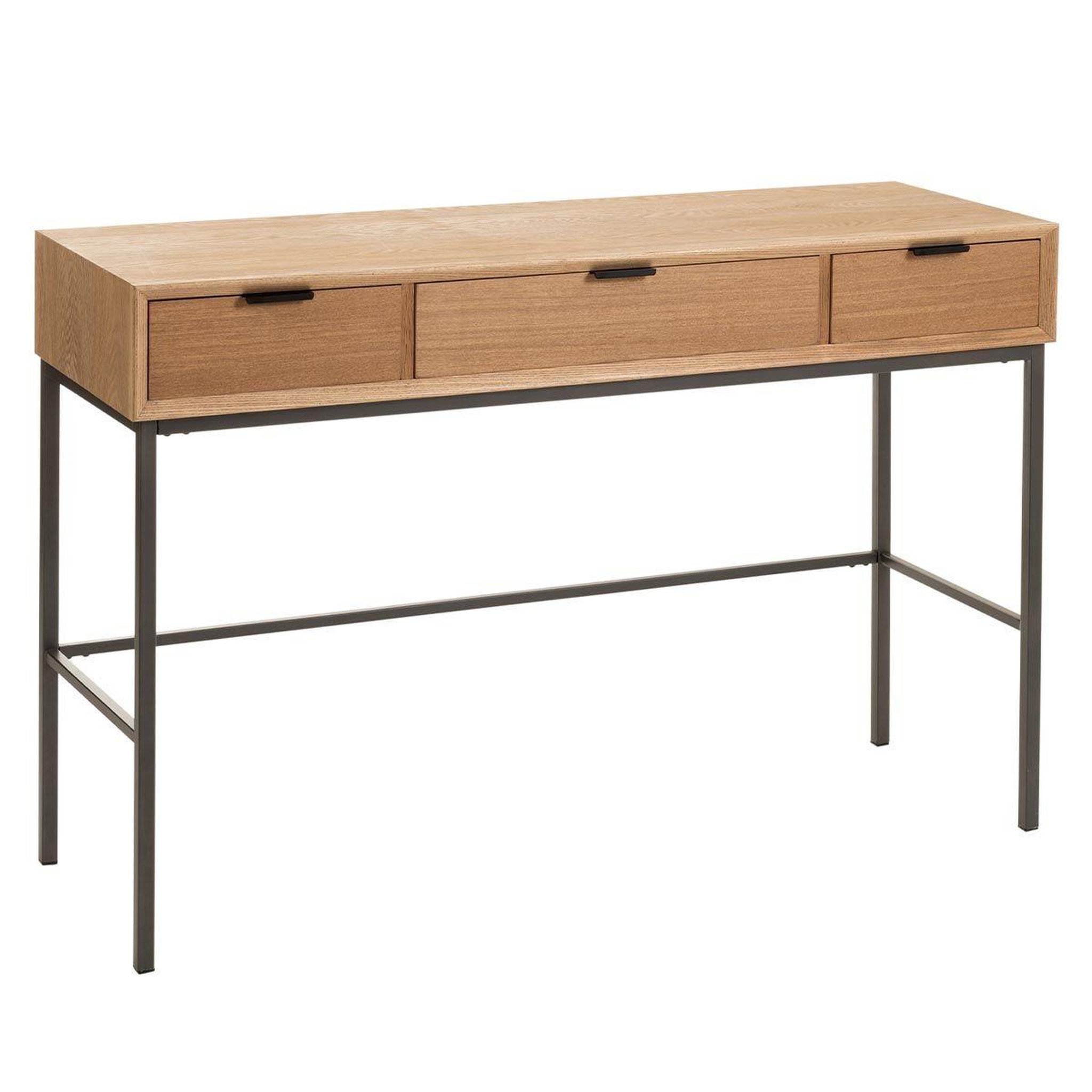 J-LINE Console 3 tiroirs en bois  dresa  120cm naturel